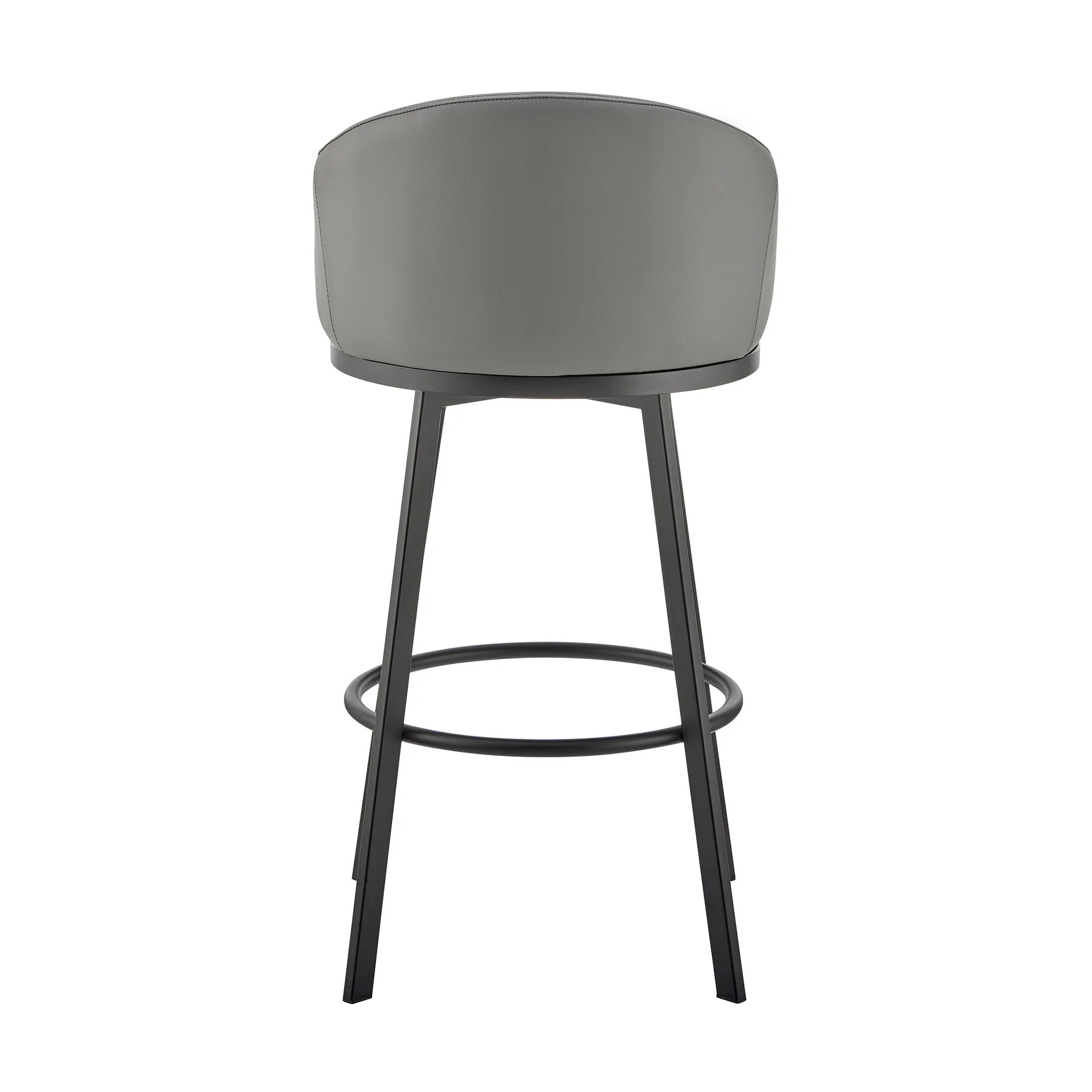Noran Swivel Bar Stool in Black Metal with Black Faux Leather By Armen Living - Image 16