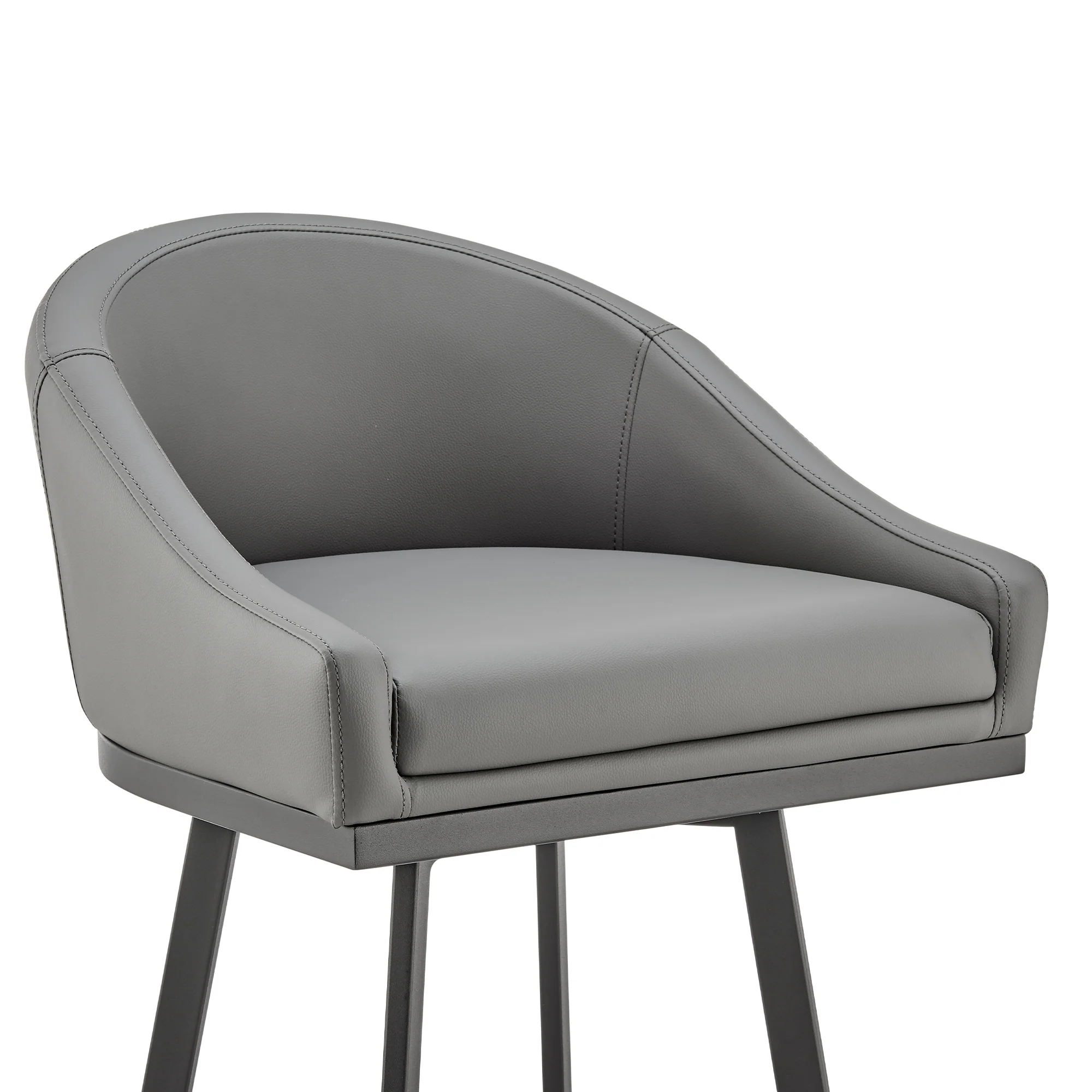 Noran Swivel Bar Stool in Black Metal with Black Faux Leather By Armen Living - Image 17