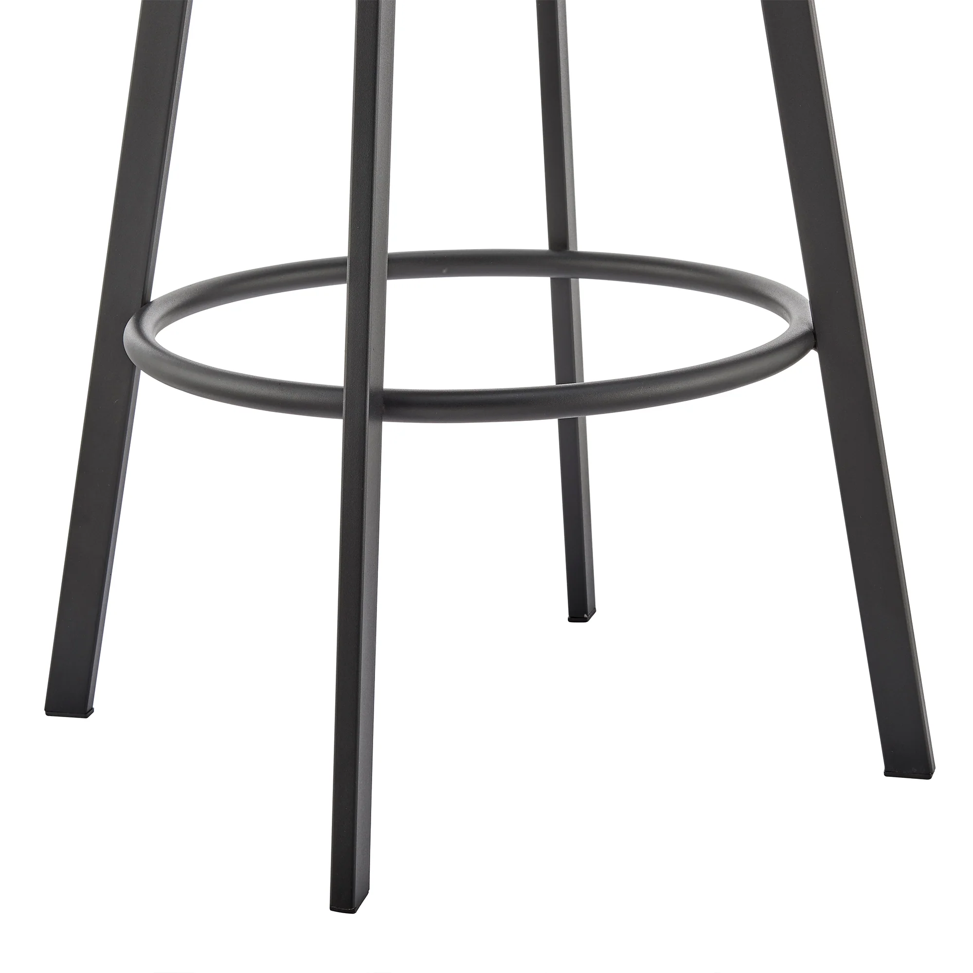 Noran Swivel Bar Stool in Black Metal with Black Faux Leather By Armen Living - Image 18