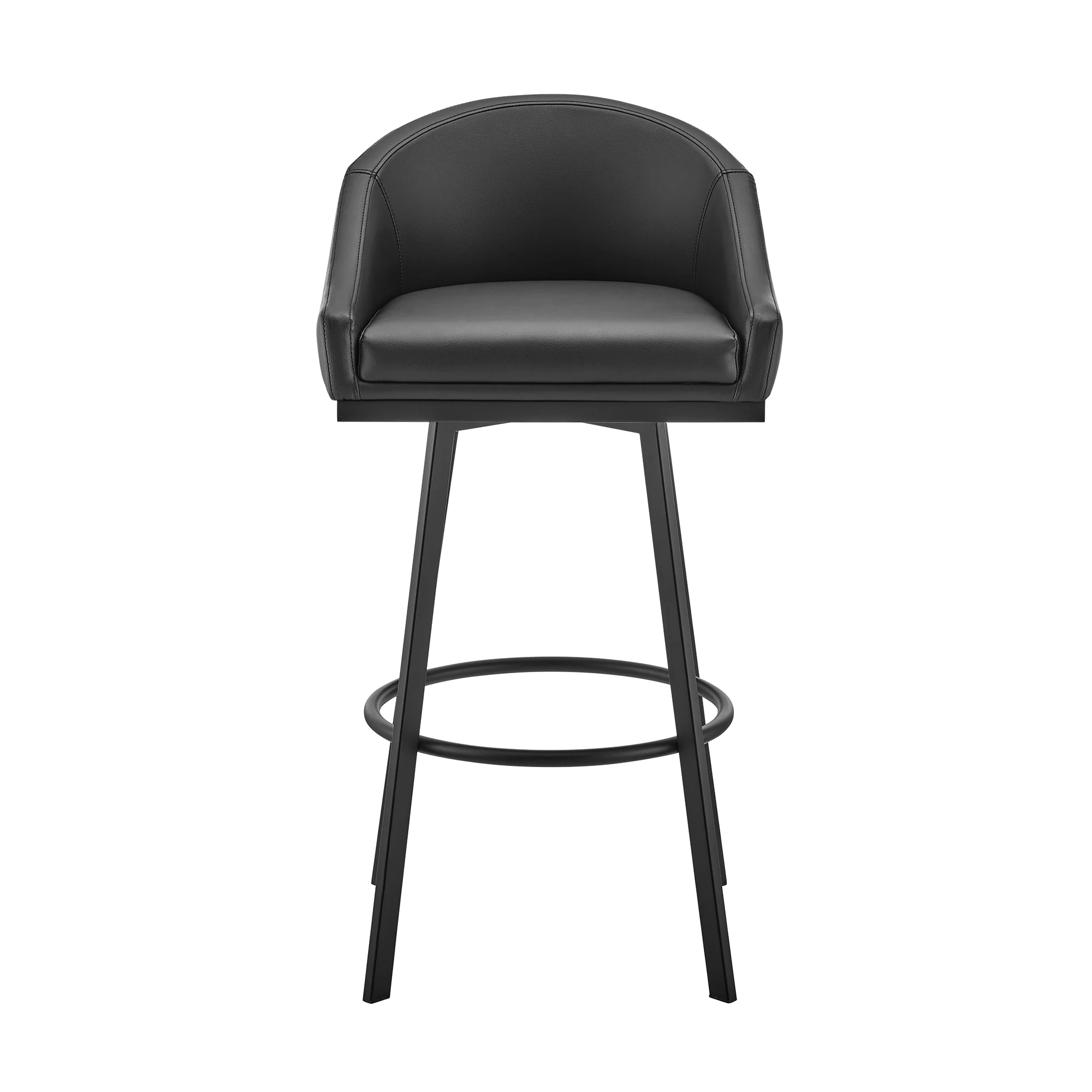 Noran Swivel Counter Stool in Black Metal with Black Faux Leather By Armen Living - Image 3