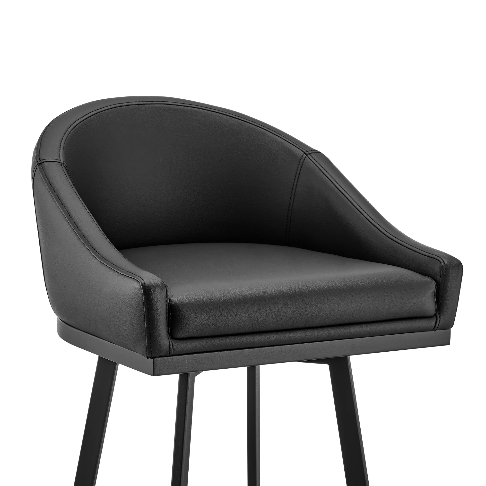 Noran Swivel Counter Stool in Black Metal with Black Faux Leather By Armen Living - Image 7