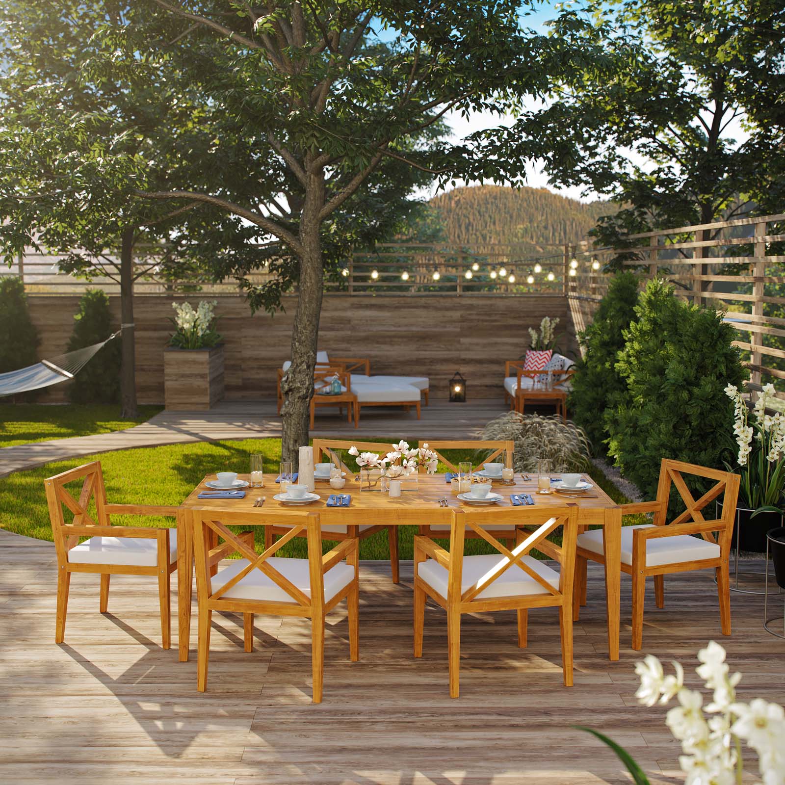 Northlake 7 Piece Outdoor Patio Premium Grade A Teak Wood Set By Modway - EEI-3631
