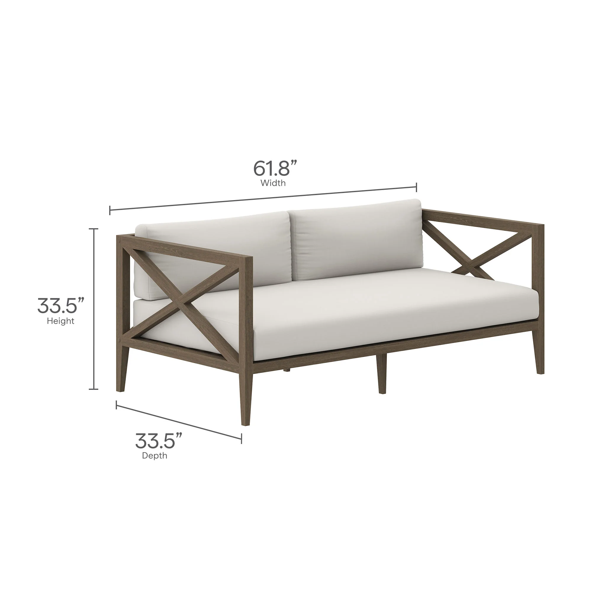 Northlake Outdoor Patio Teak Wood Loveseat and Ottoman Set by Modway - Image 7