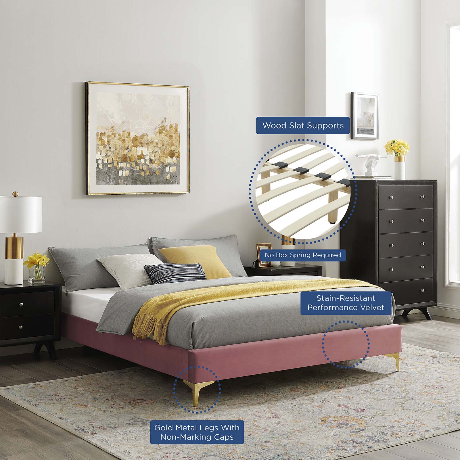 Novi Performance Velvet Queen Bed By Modway - MOD-6818 - Image 15