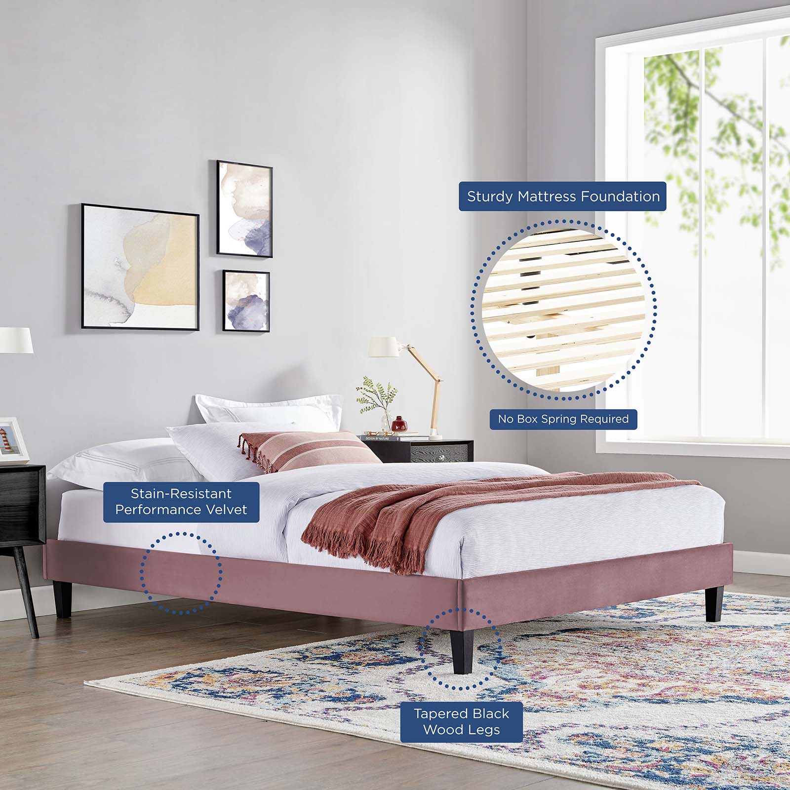 Novi Performance Velvet Queen Bed By Modway - MOD-6828 - Image 15