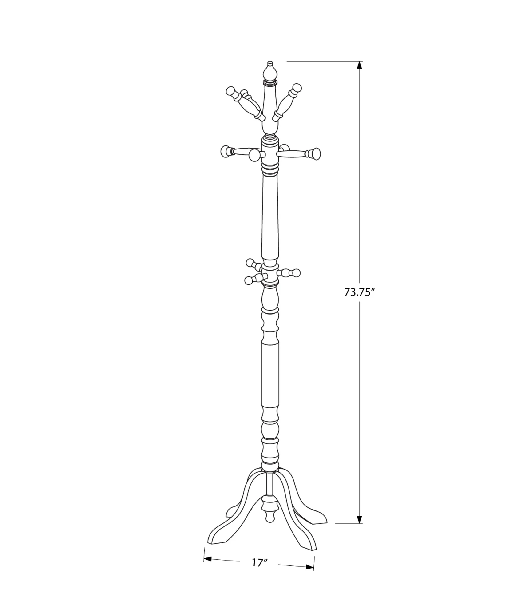 Oak Finish Coat Rack with Triple Tiered Coat Stand By Homeroots - Image 3