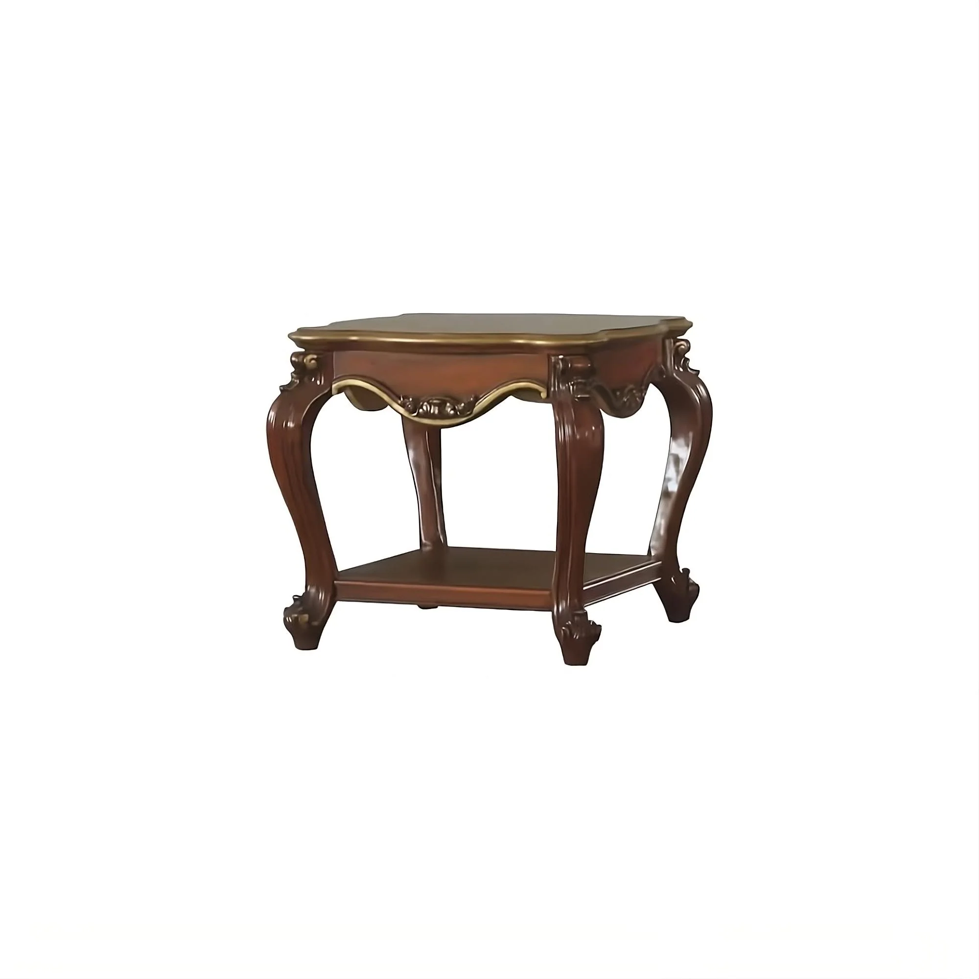 Oak Solid Wood Square End Table With Shelf By Homeroots - Image 5
