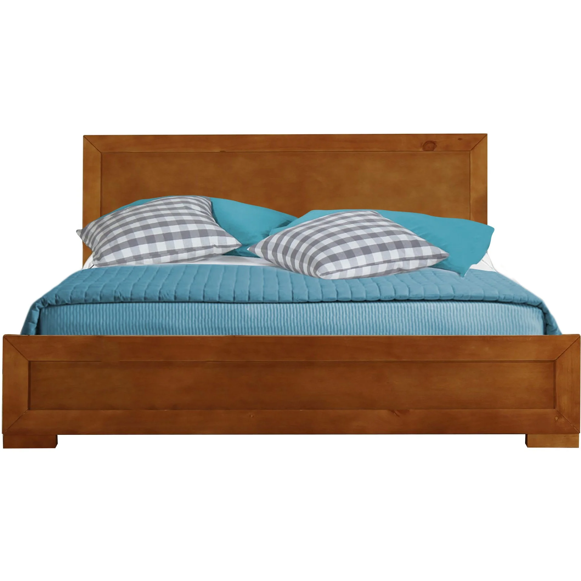Oak Wood King Platform Bed By Homeroots - 397086 - Image 2