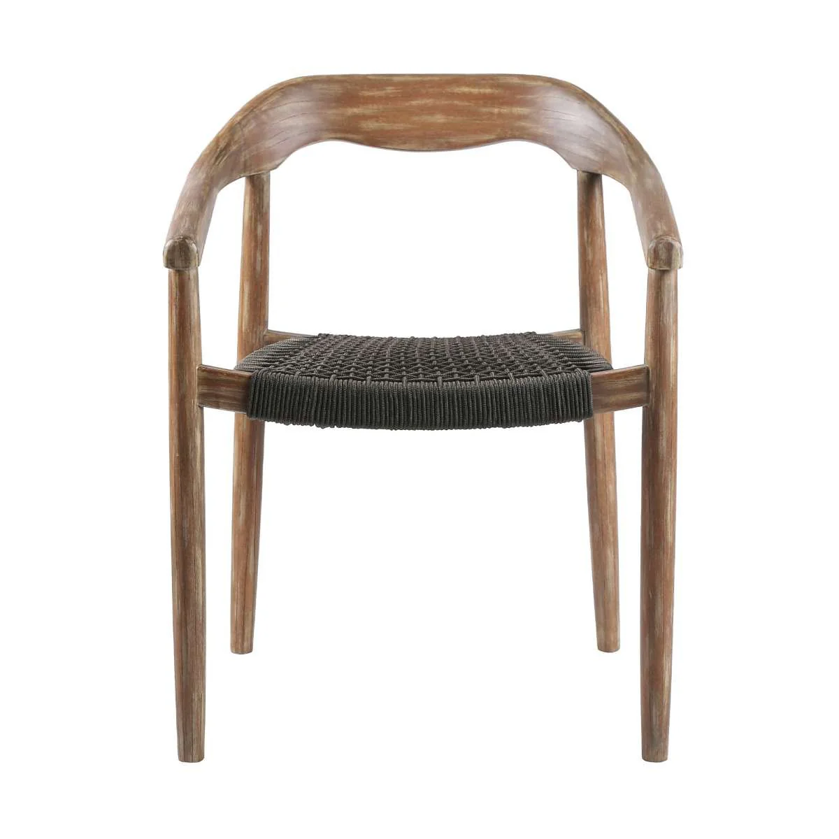 Oasis Santo Outdoor Patio 5 Piece Round Dining Set in Eucalyptus Wood and Charcoal Rope By Armen Living - Image 3