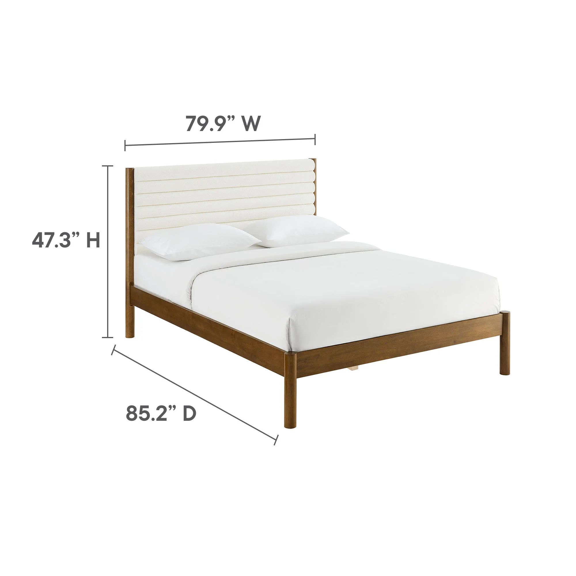 Olea Channel Tufted Boucle Solid Wood King Platform Bed by Modway - Image 18