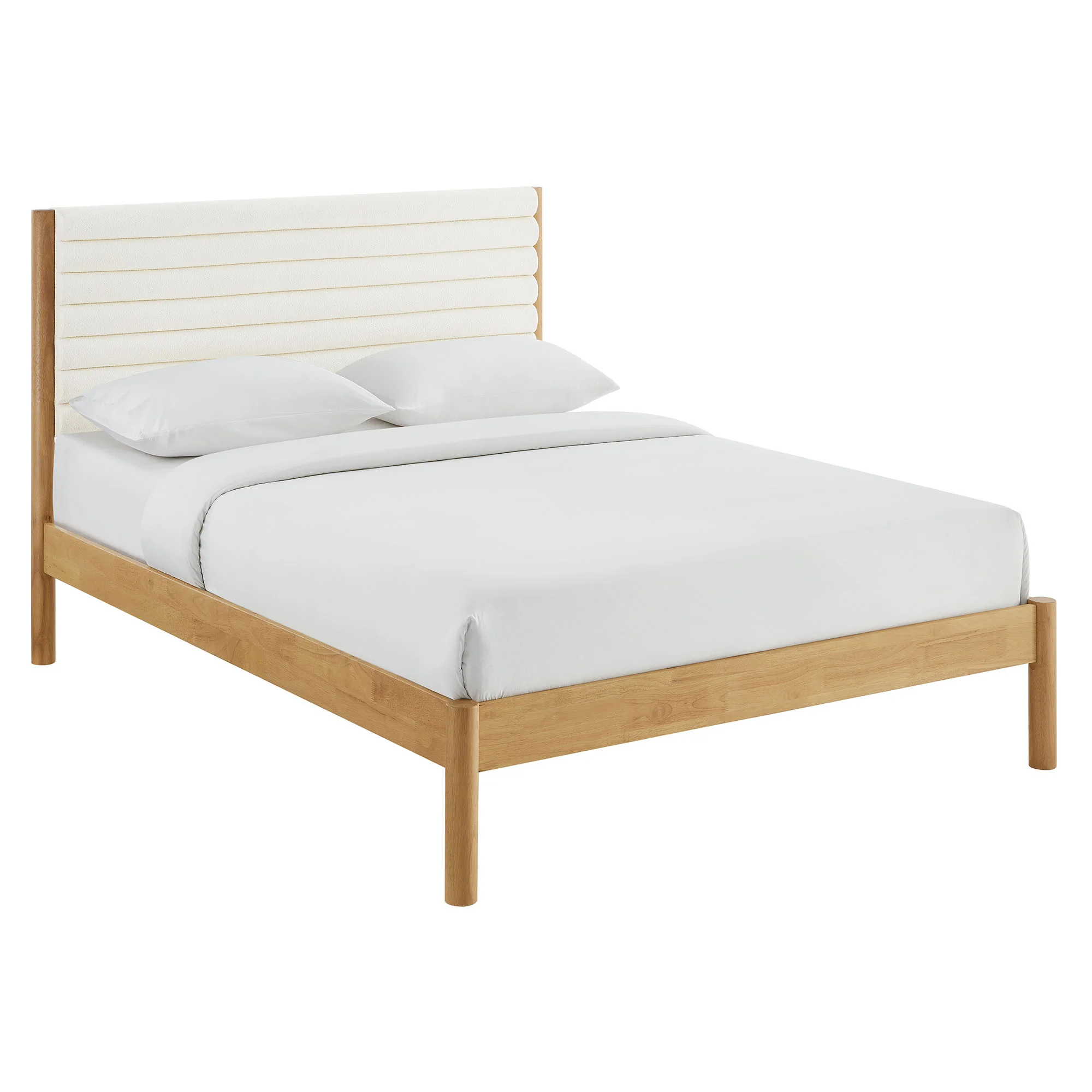Olea Channel Tufted Boucle Solid Wood King Platform Bed by Modway - Image 2