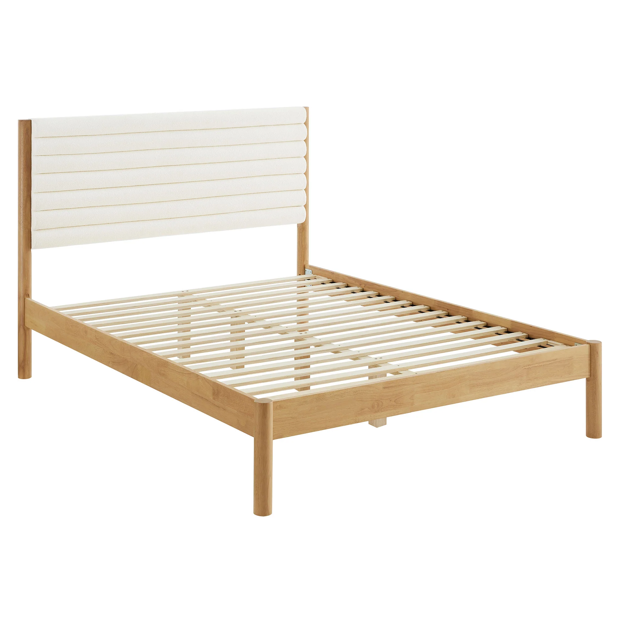 Olea Channel Tufted Boucle Solid Wood King Platform Bed by Modway - Image 3