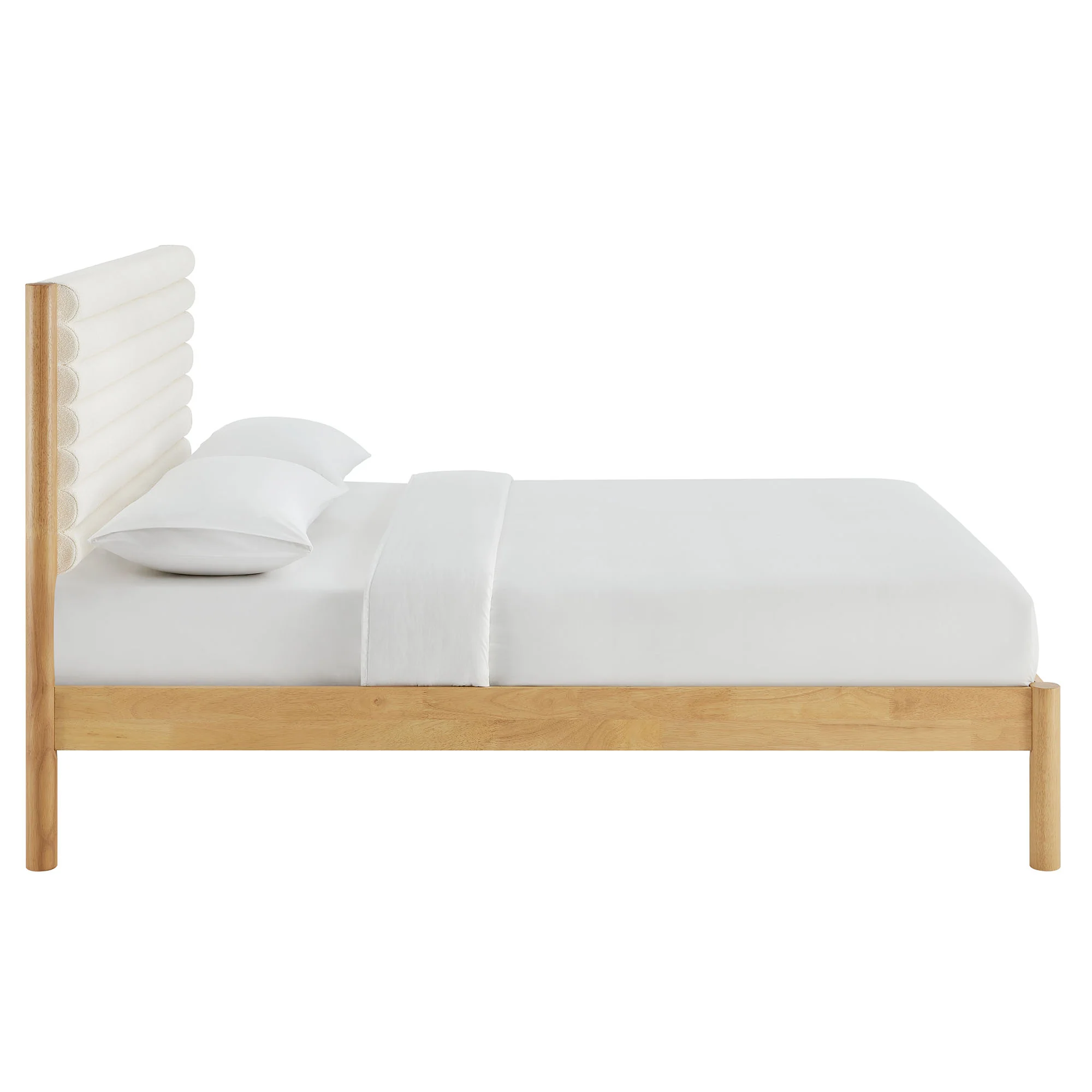 Olea Channel Tufted Boucle Solid Wood King Platform Bed by Modway - Image 4