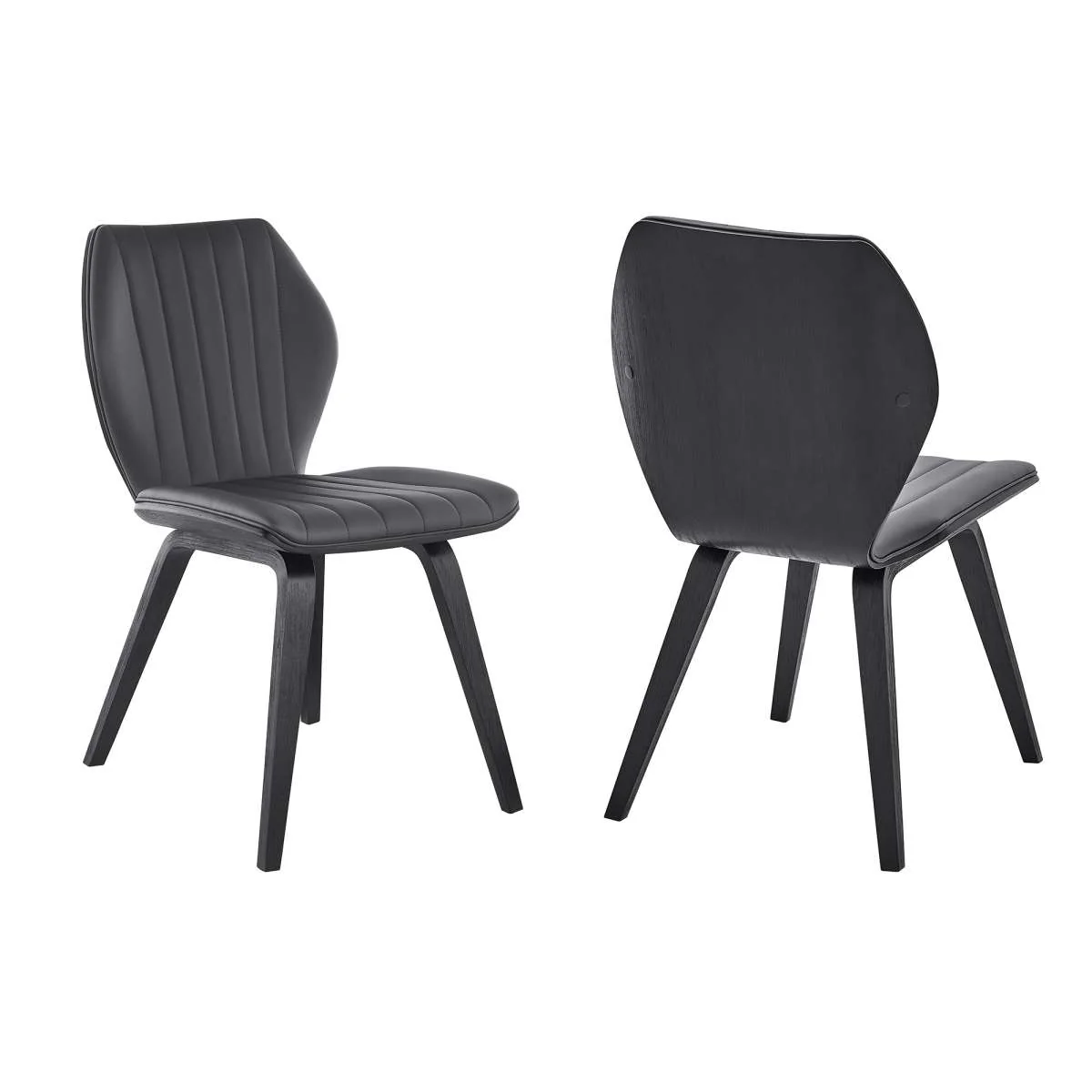 Ontario Gray Faux Leather and Black Wood Dining Chairs - Set of 2 By Armen Living