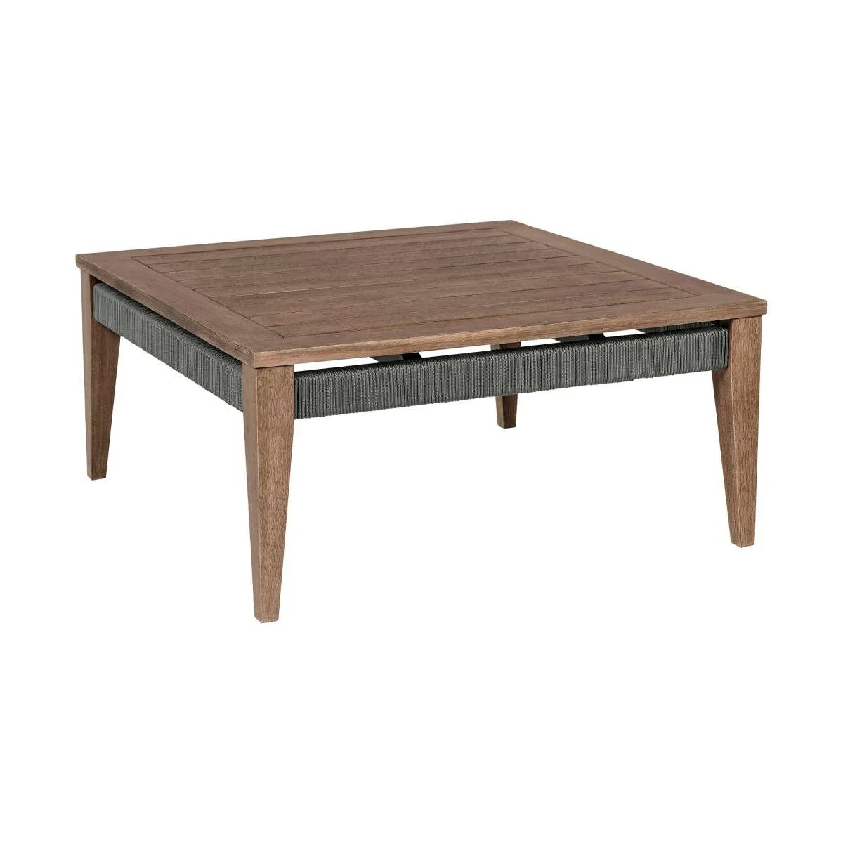 Orbit Outdoor Patio 4 Piece Conversation Set in Weathered Eucalyptus Wood with Gray Rope and Taupe Olefin Cushions By Armen Living - Image 5