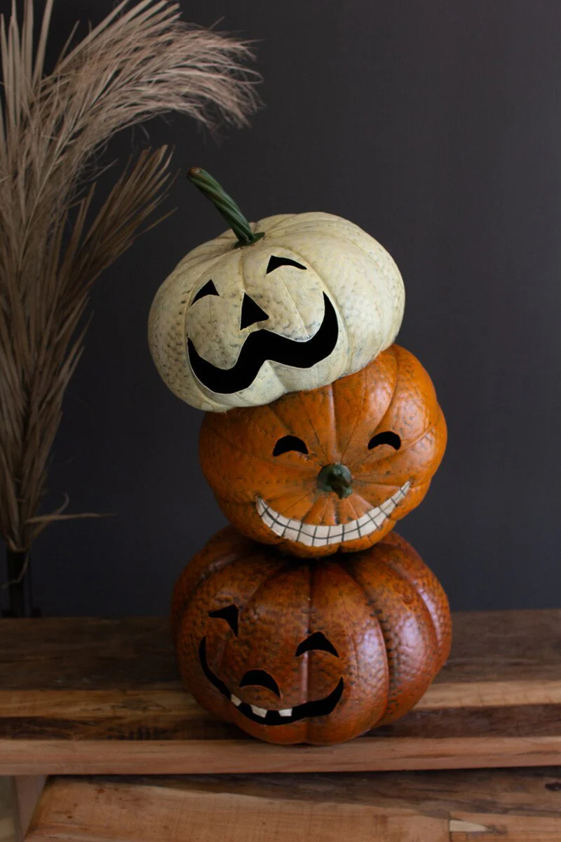Painted Metal Halloween Stacking Jack-O-Lanterns By Kalalou