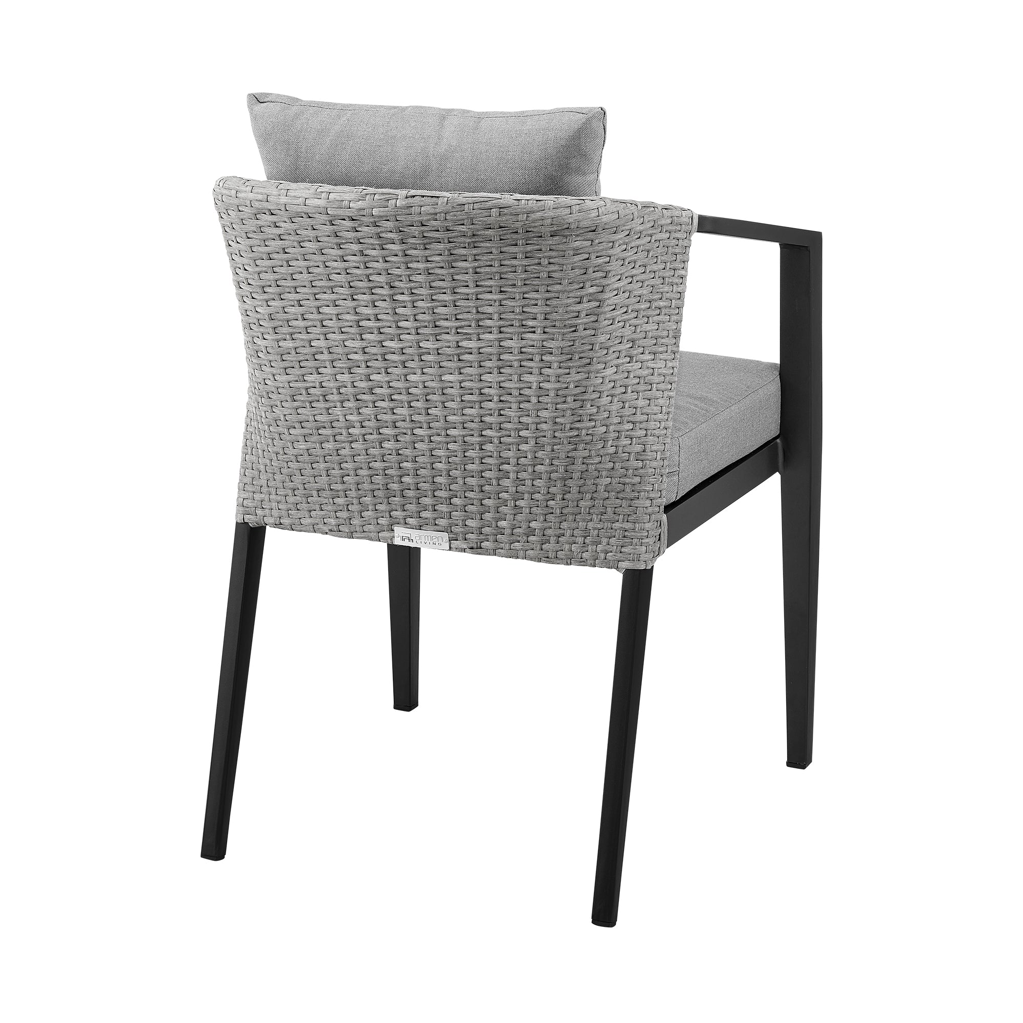 Palma Outdoor Patio 7-Piece Dining Table Set in Aluminum and Wicker with Gray Cushions By Armen Living - Image 4
