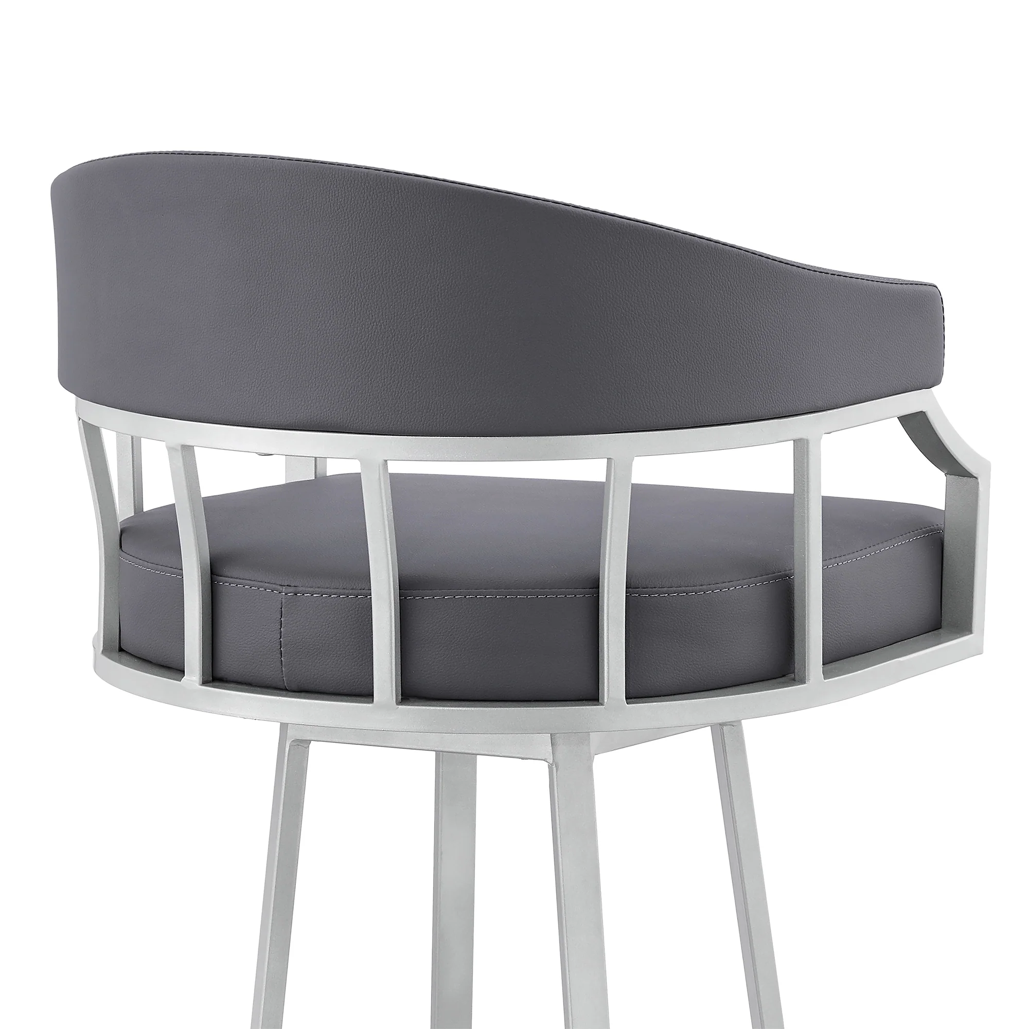 Palmdale 26" Swivel Slate Grey Faux Leather and Silver Metal Bar Stool By Armen Living - Image 10