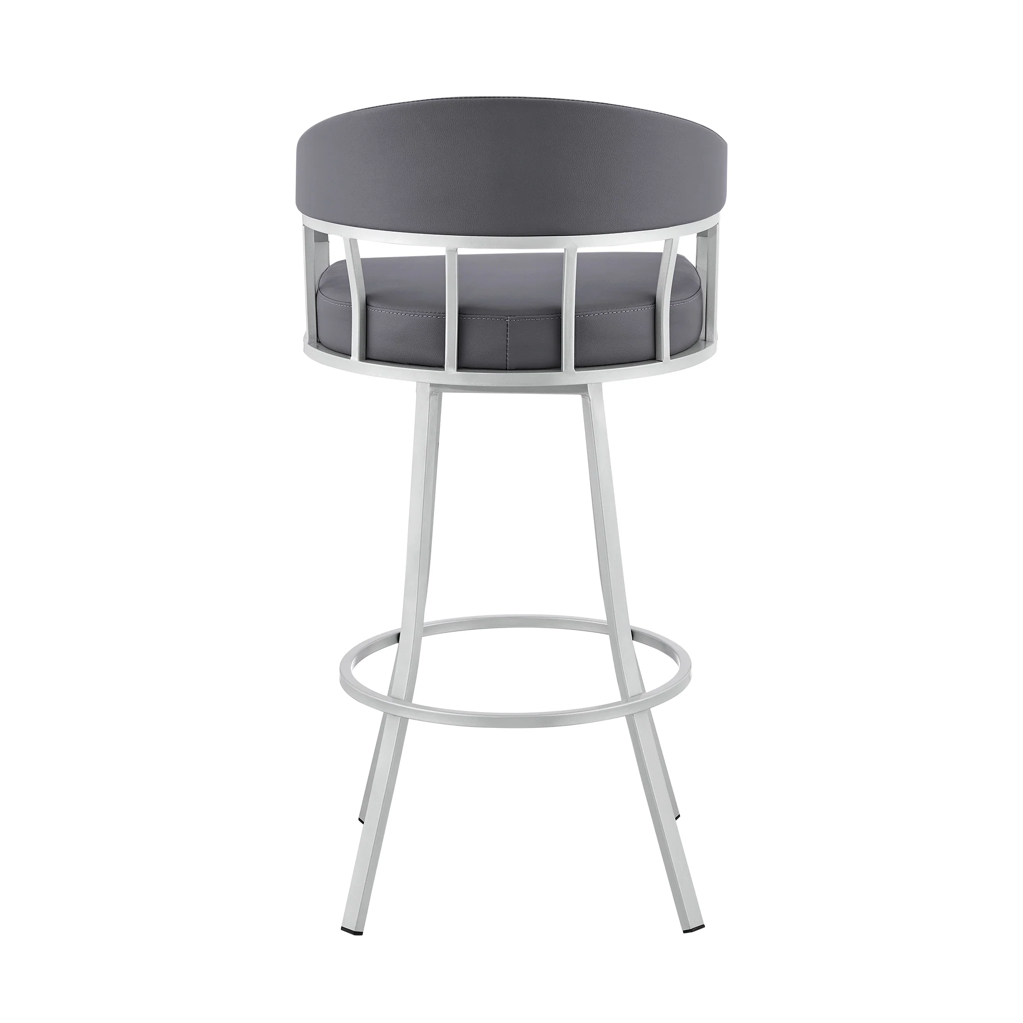 Palmdale 26" Swivel Slate Grey Faux Leather and Silver Metal Bar Stool By Armen Living - Image 6