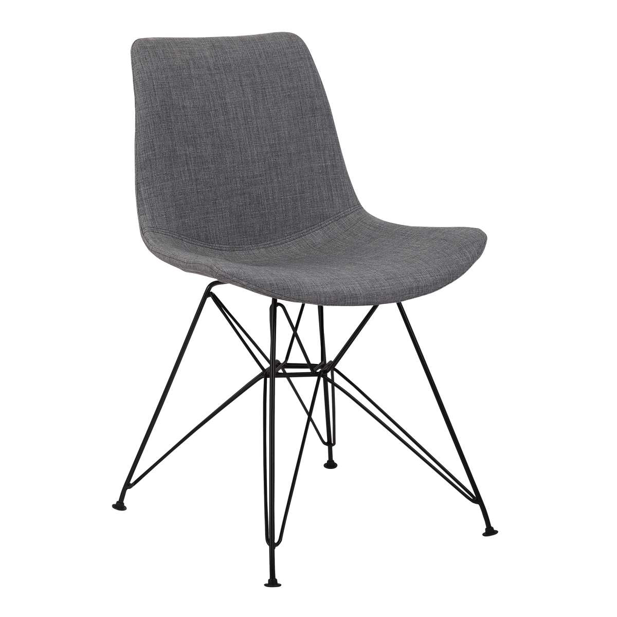 Palmetto Contemporary Dining Chair in Charcoal Fabric with Black Metal Legs By Armen Living