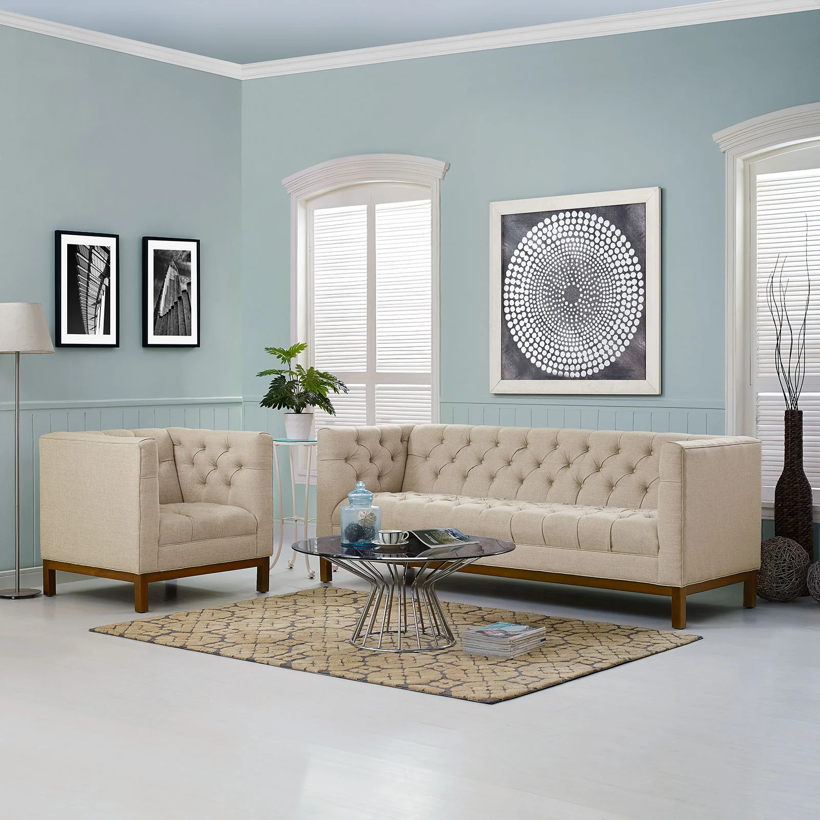 Panache Living Room Set Upholstered Fabric Set of 2 By Modway - EEI-2437