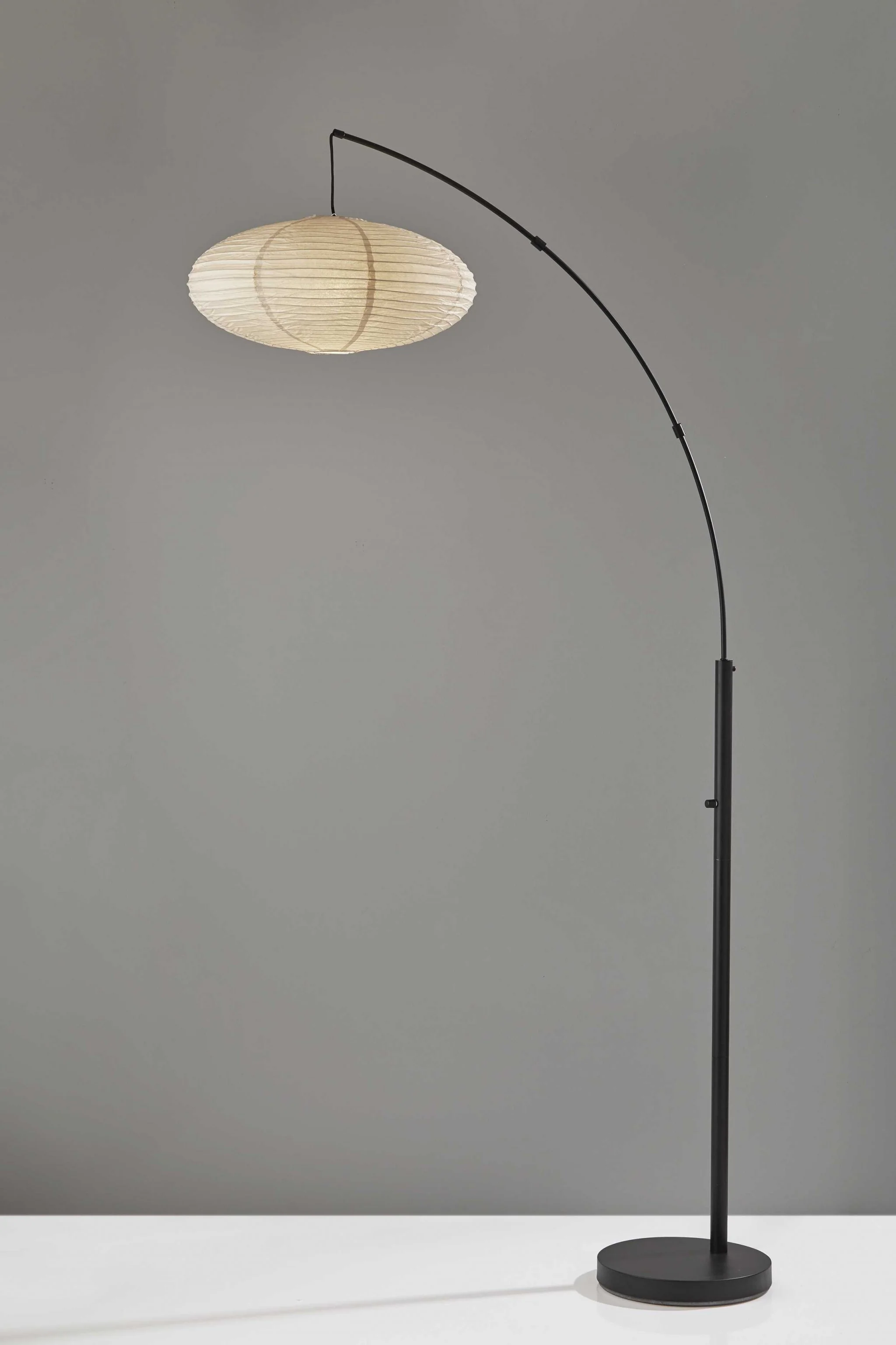Paper Lantern Floor Lamp Black Metal Crescent Arm By Homeroots