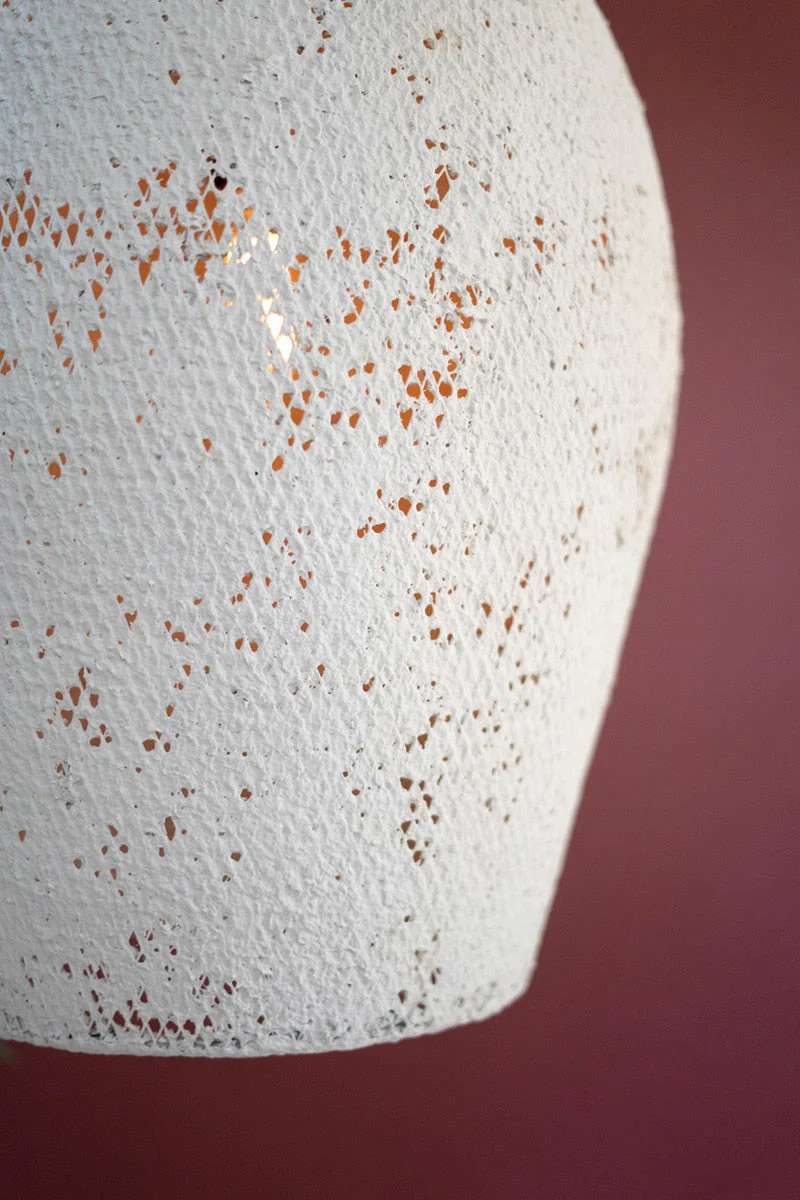 Paper Mache Hanging Pendant Light - White - Large By Kalalou - Image 4