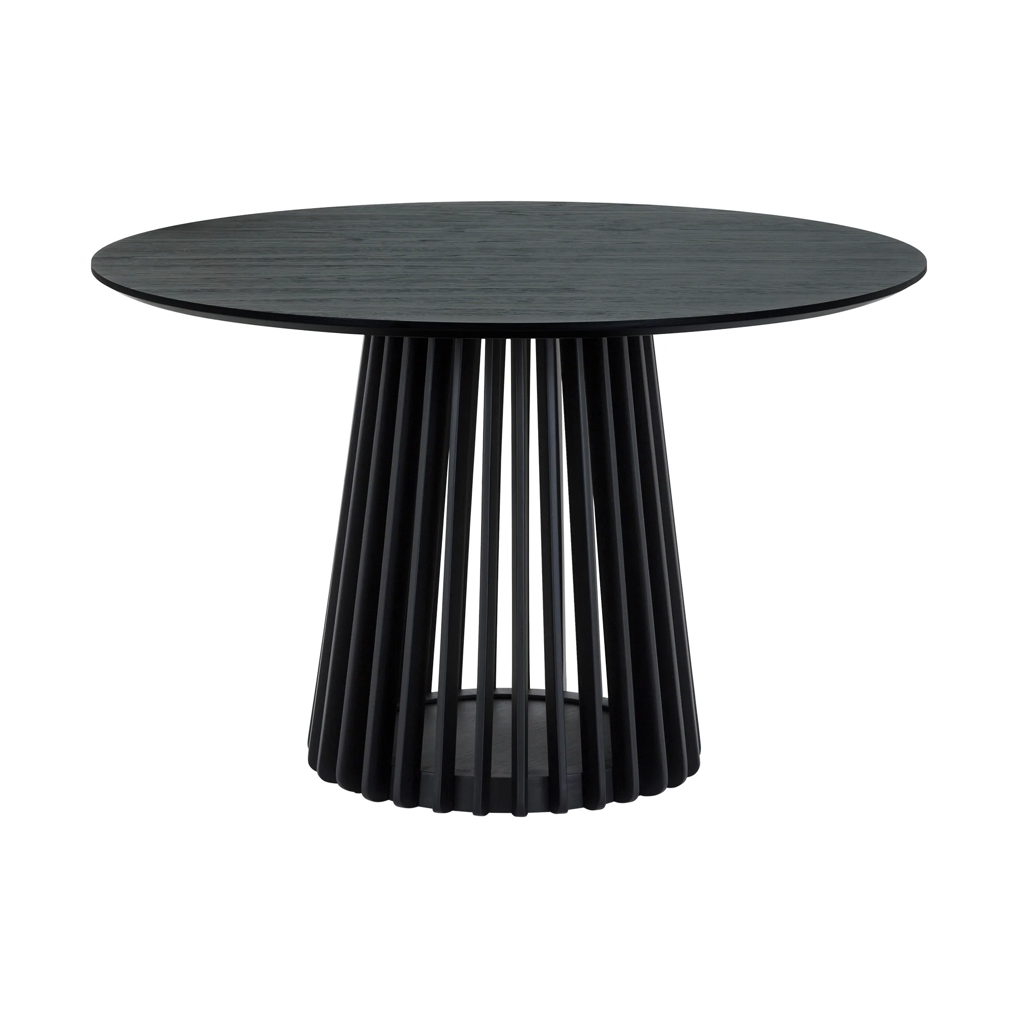 Pasadena Apache 5 Piece Round Dining Set in Black Oak Finish with Black Faux Leather By Armen Living - Image 5