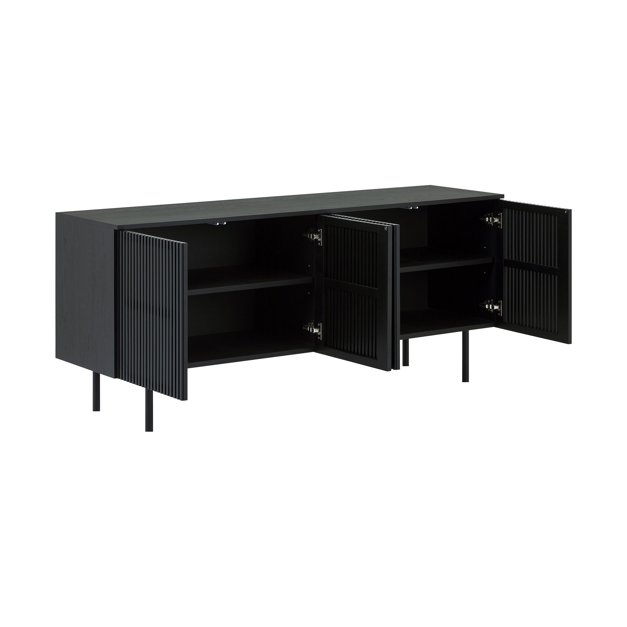 Pasadena Apache 6 Piece Oval Dining Set with Buffet in Black Oak Finish with Faux Leather By Armen Living - Image 11