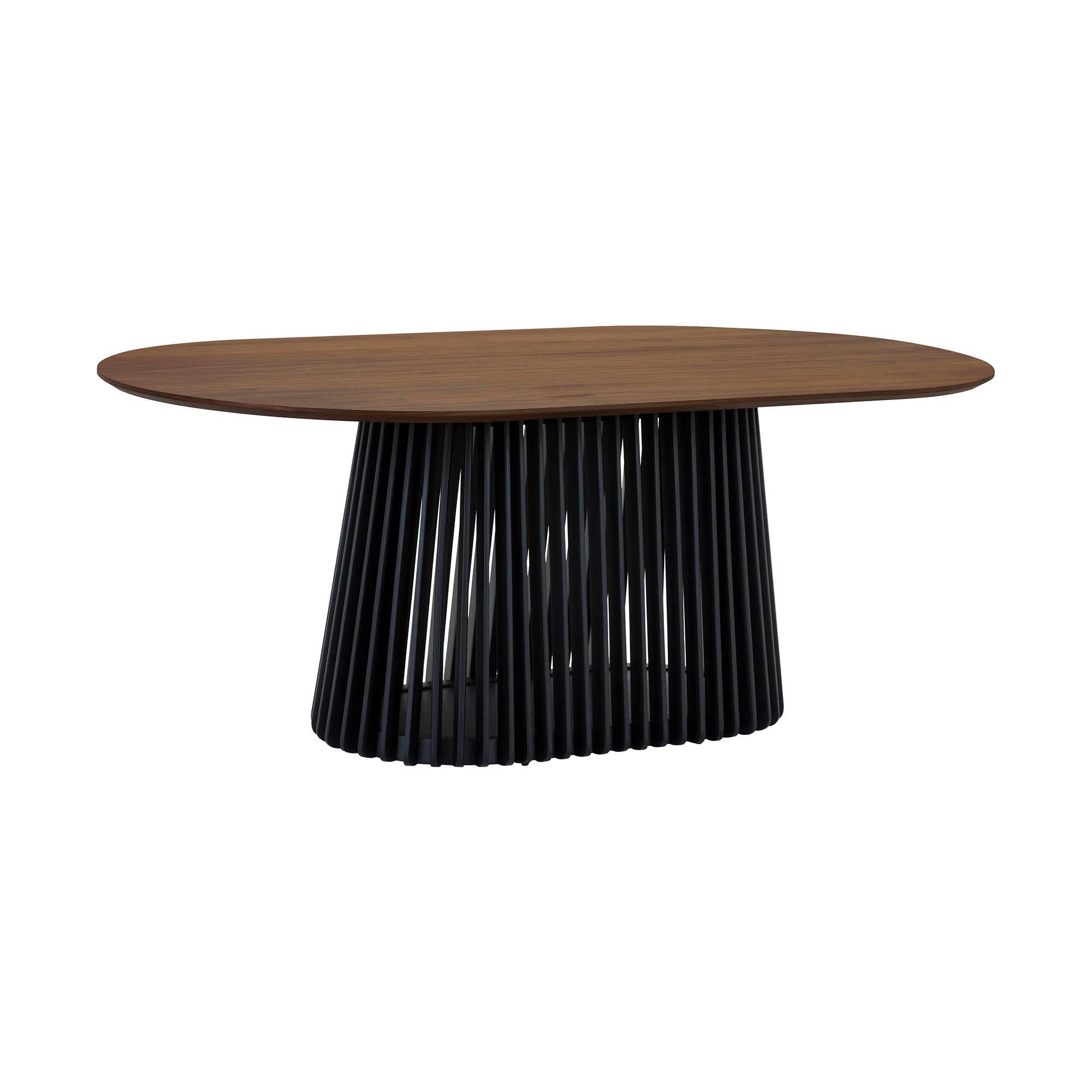 Pasadena Apache 7 Piece Oval Dining Set in Walnut and Black Oak Finish with Faux Leather By Armen Living - Image 5