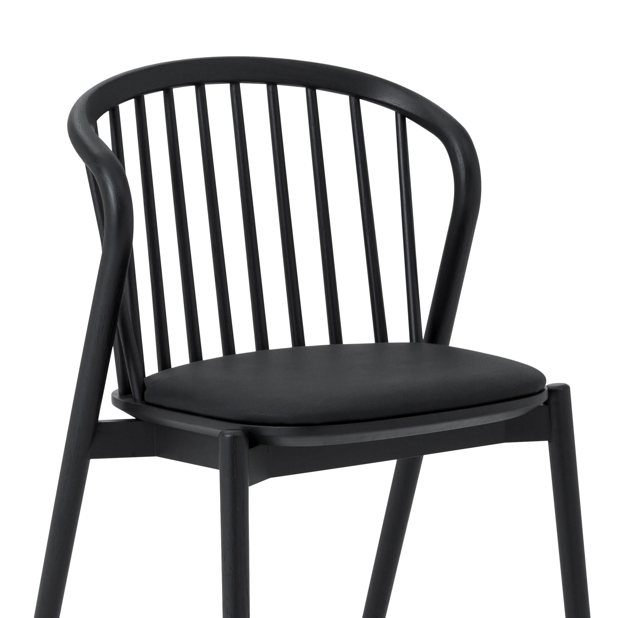 Pasadena Echo 5 Piece Oval Dining Set in Black Oak Finish with Black Faux Leather By Armen Living - Image 7