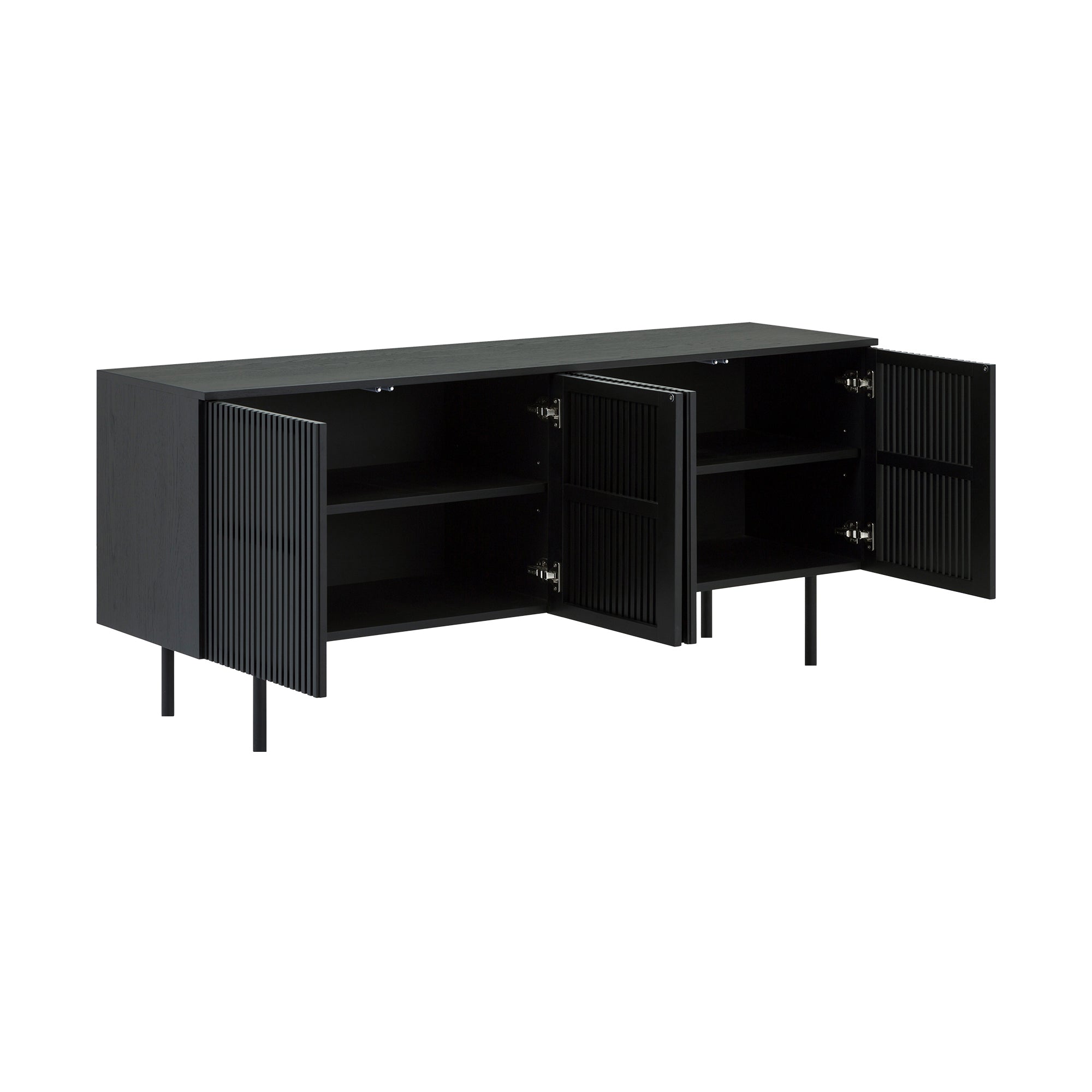 Pasadena Echo 6 Piece Oval Dining Set with Buffet in Black Oak Finish with Black Faux Leather By Armen Living - Image 11