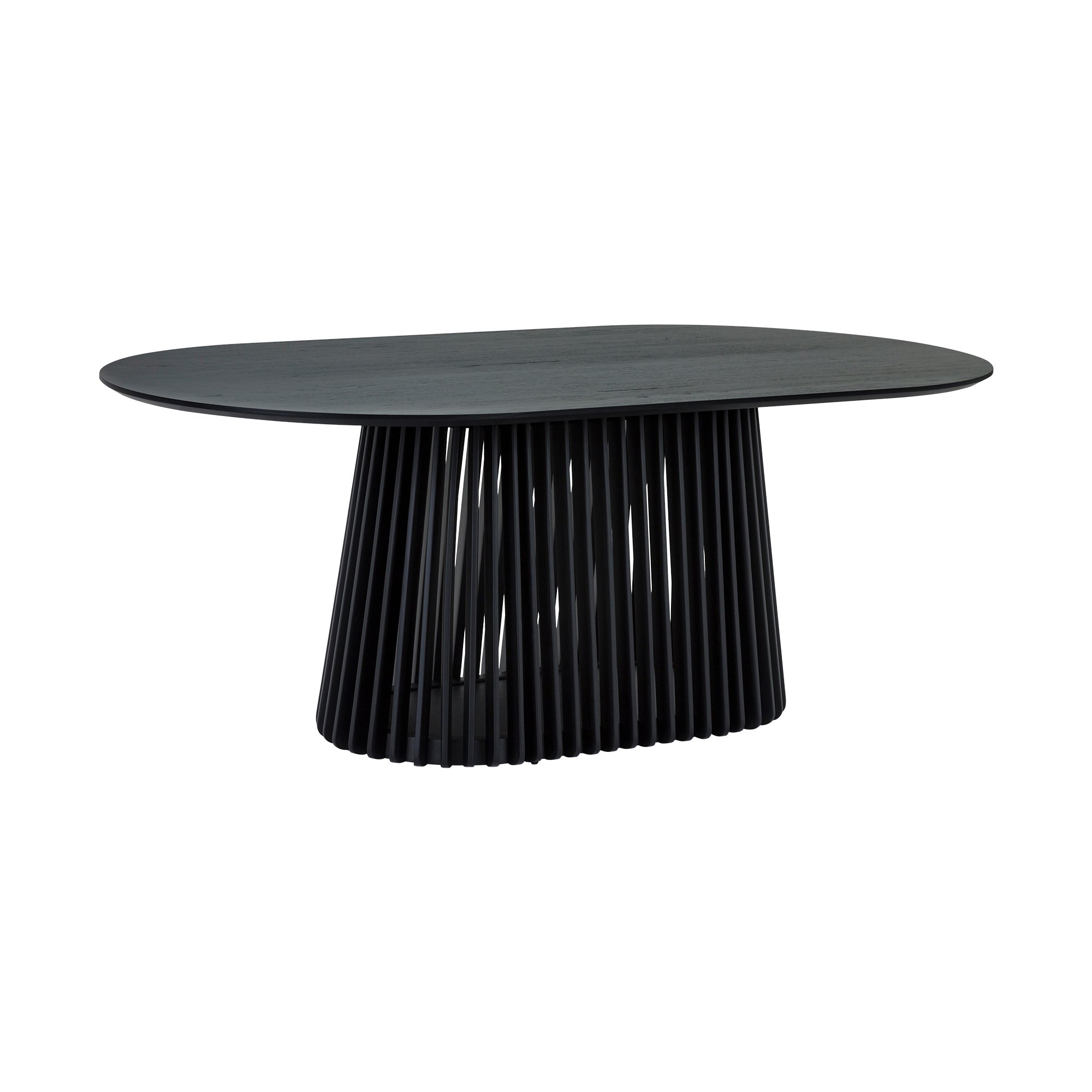 Pasadena Echo 7 Piece Oval Dining Set in Black Oak Finish with Black Faux Leather By Armen Living - Image 5