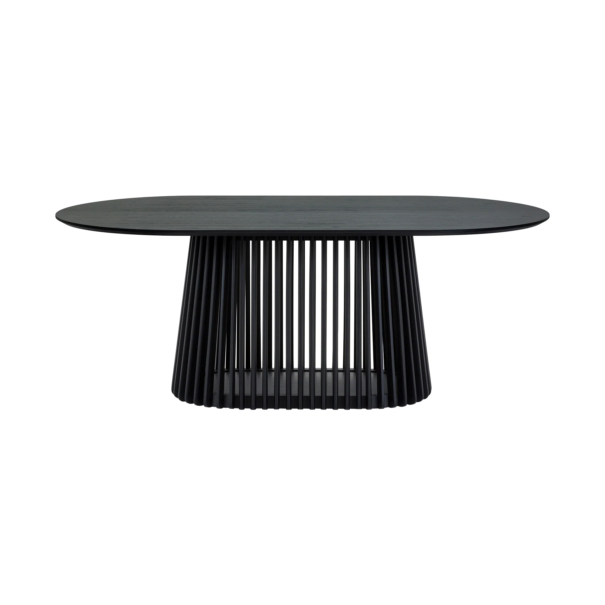 Pasadena Echo 7 Piece Oval Dining Set in Black Oak Finish with Black Faux Leather By Armen Living - Image 6