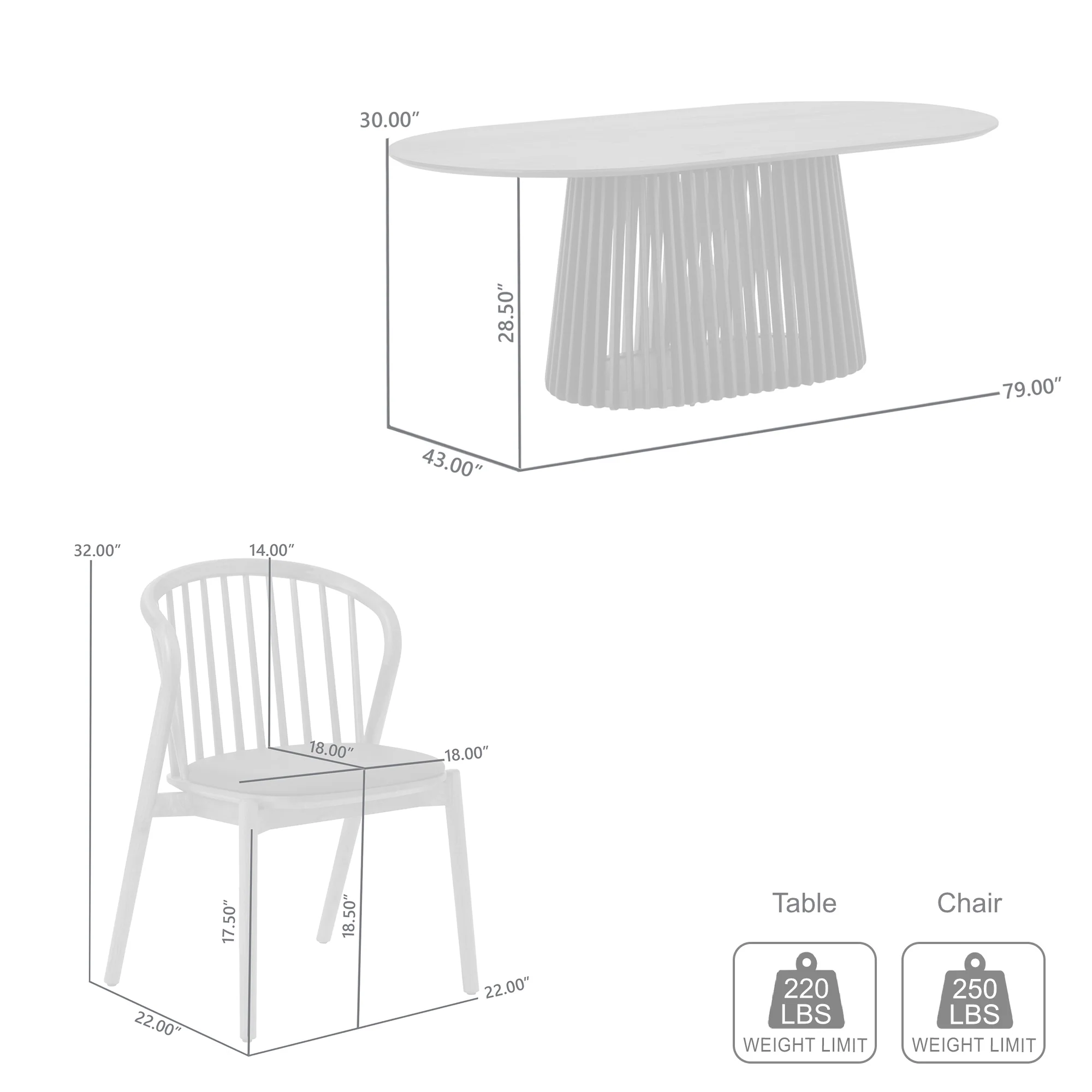 Pasadena Echo 7 Piece Oval Dining Set in Black Oak Finish with Walnut Finish Chairs By Armen Living - Image 10