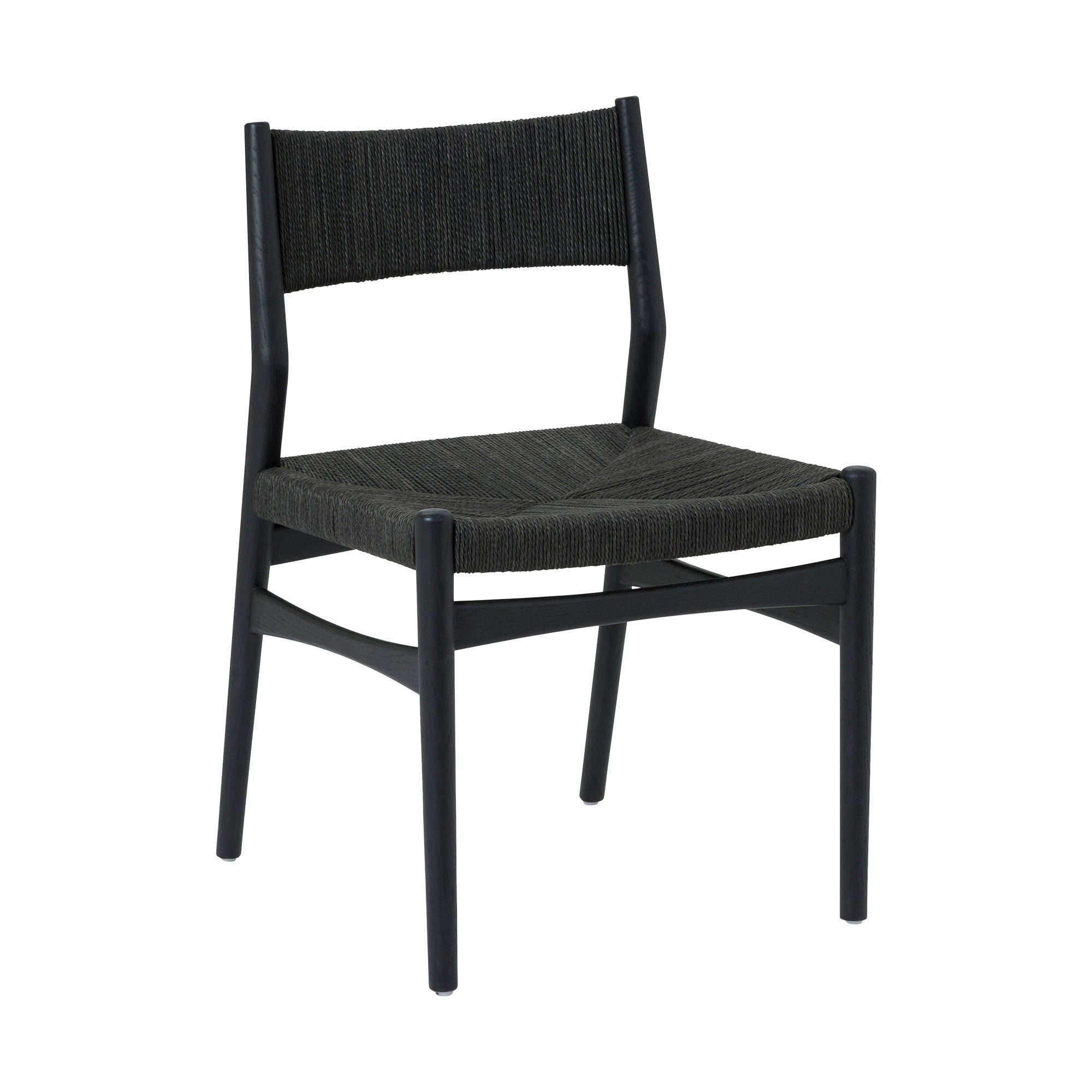 Pasadena Erie 6 Piece Round Dining Set with Buffet and Paper Cord Chairs in Black Finish with Walnut Finish Table Top By Armen Living - Image 3