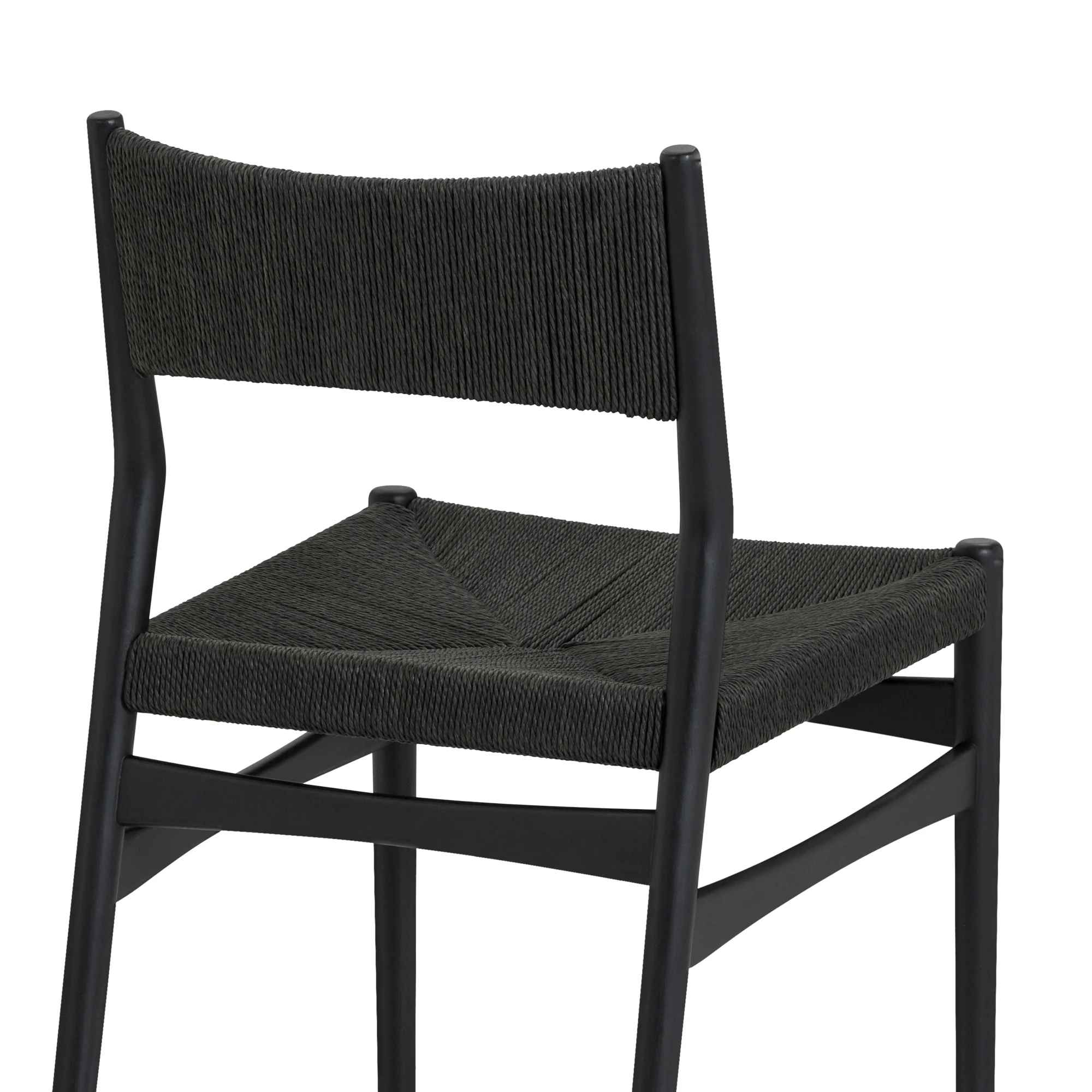Pasadena Erie 7 Piece Oval Dining Set in Walnut and Black Finish with Paper Cord Chairs By Armen Living - Image 11