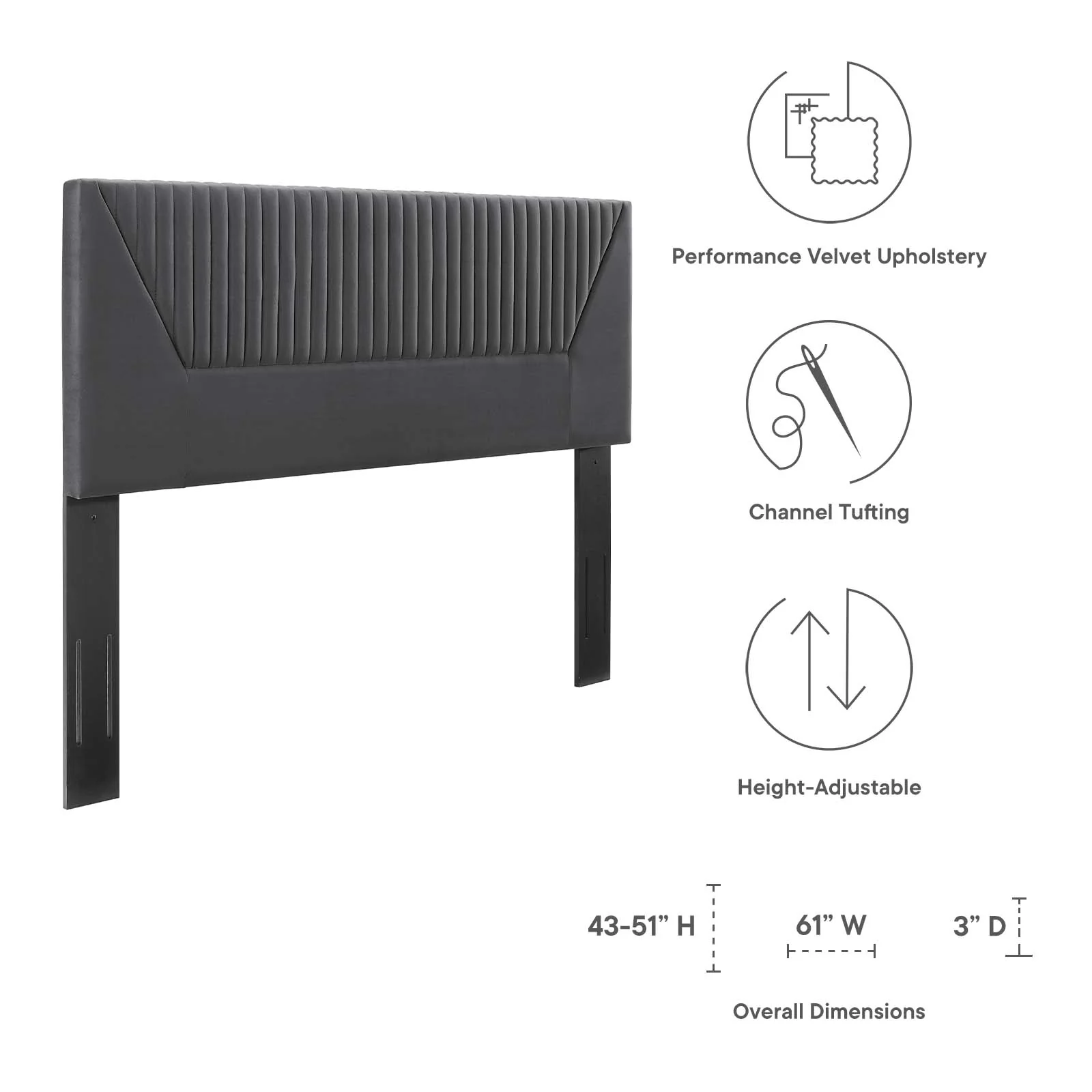 Patience Channel Tufted Performance Velvet Full/Queen Headboard By Modway - MOD-6668 - Image 6