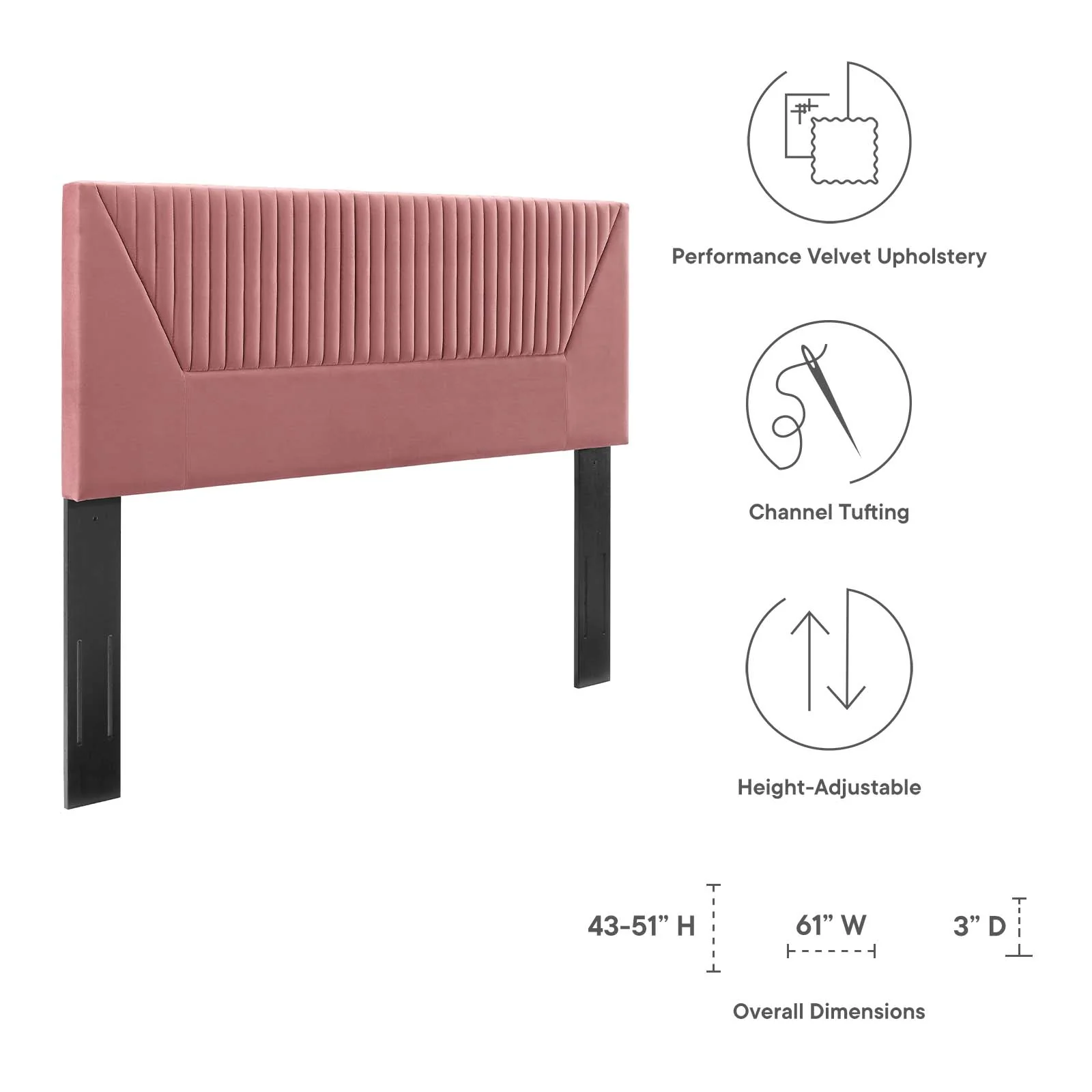 Patience Channel Tufted Performance Velvet Twin Headboard By Modway - MOD-6667 - Image 13
