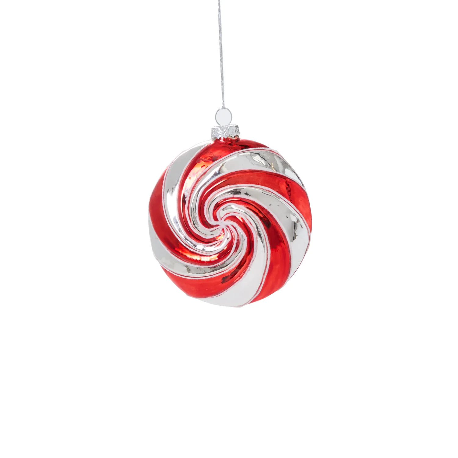Peppermint Swirl Ornament Set of 8 By Accent Decor - Image 2