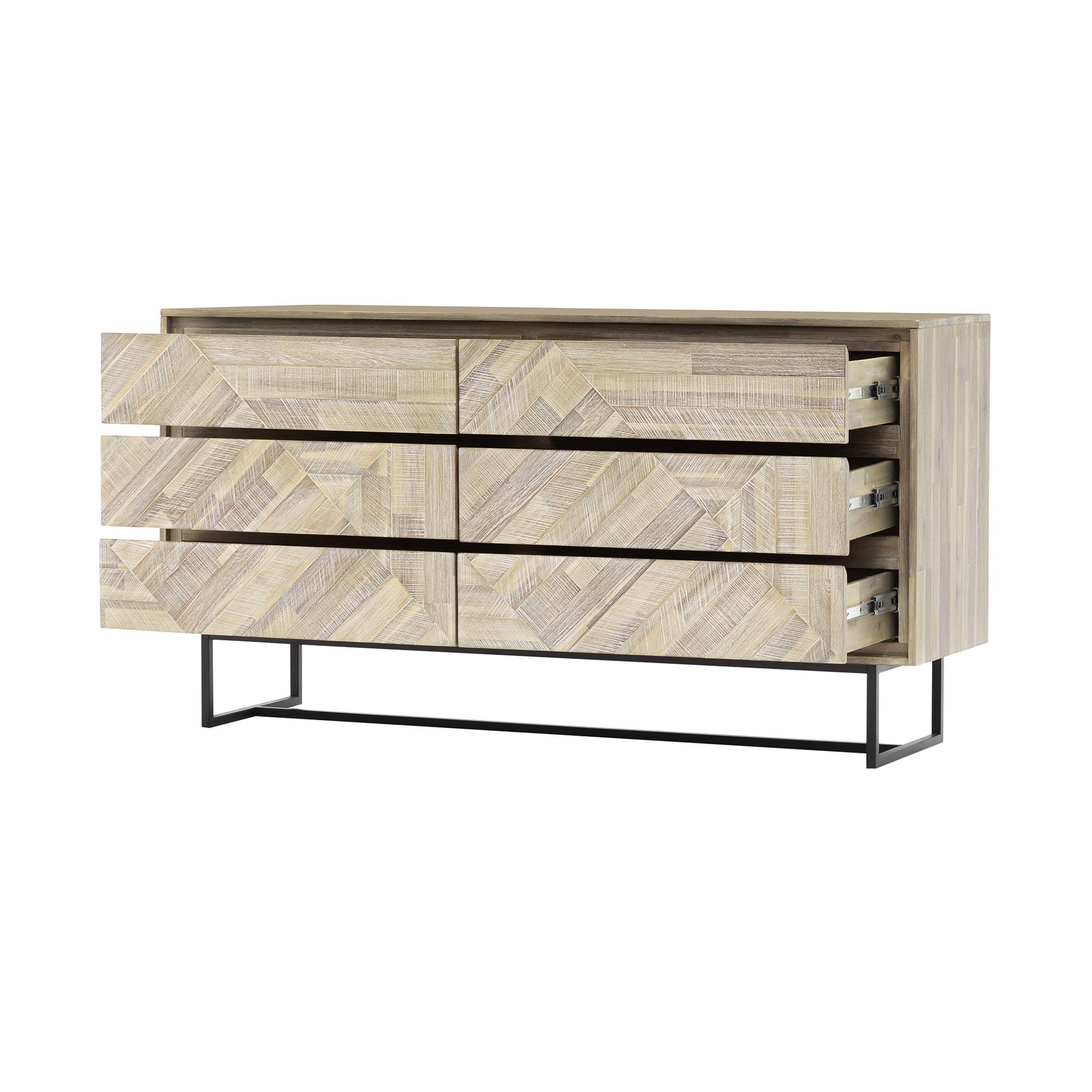 Peridot 6 Drawer Dresser in Natural Acacia Wood By Armen Living - Image 6