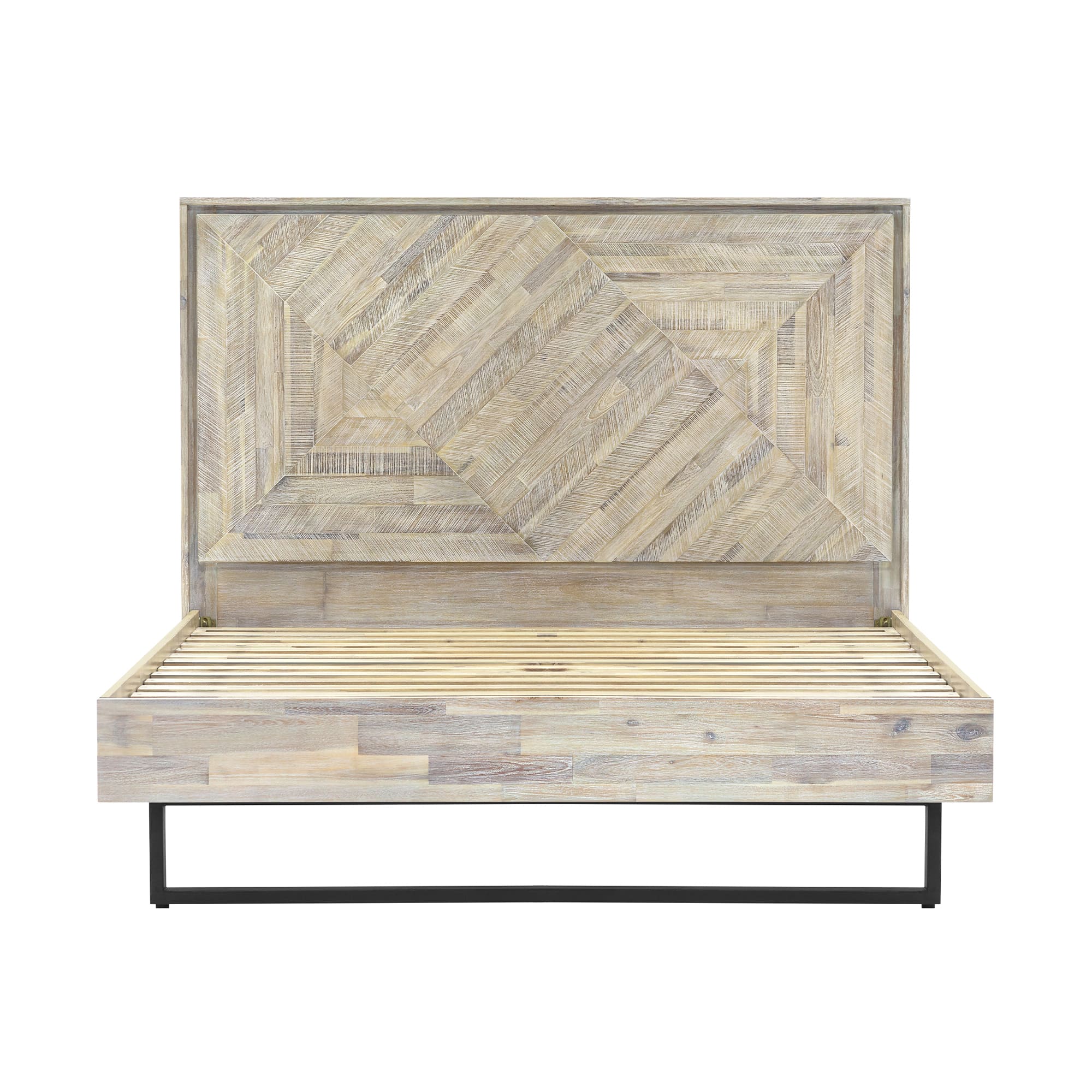 Peridot King Platform Bed Frame in Natural Acacia Wood By Armen Living - Image 2