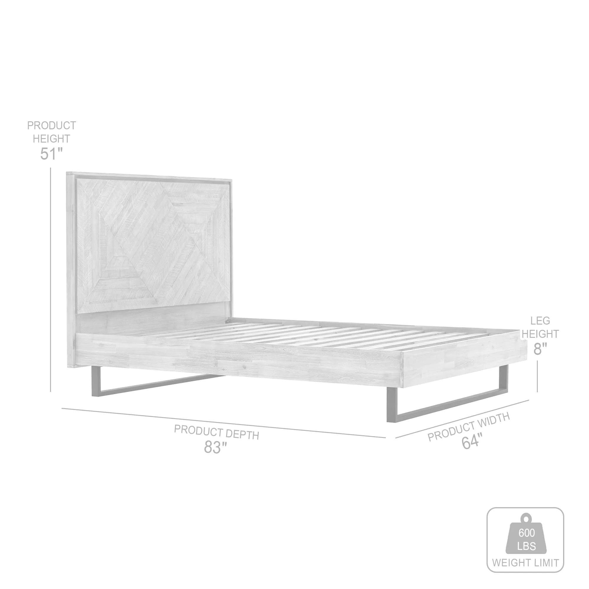 Peridot Queen Platform Bed Frame in Natural Acacia Wood By Armen Living - Image 8