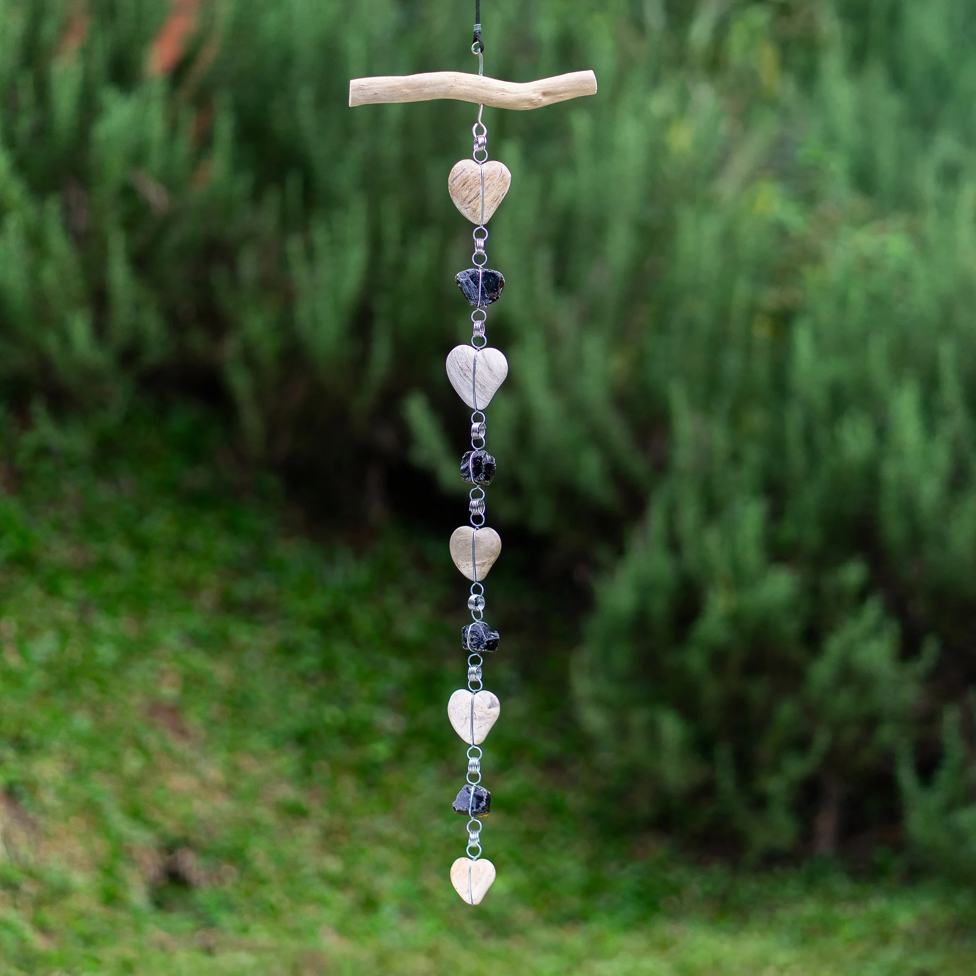 Petrified Wood Garland - Heart Set of 4 By Garden Age Supply