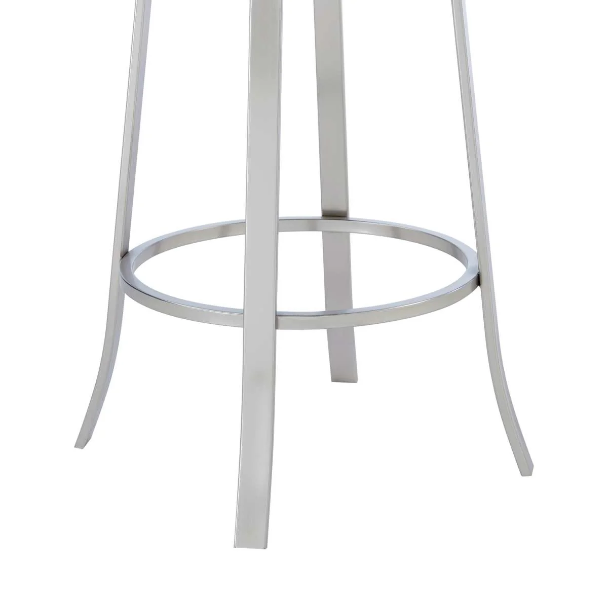 Pia Contemporary 30" Bar Height Barstool in Brushed Stainless Steel Finish and Black Faux Leather By Armen Living - Image 12