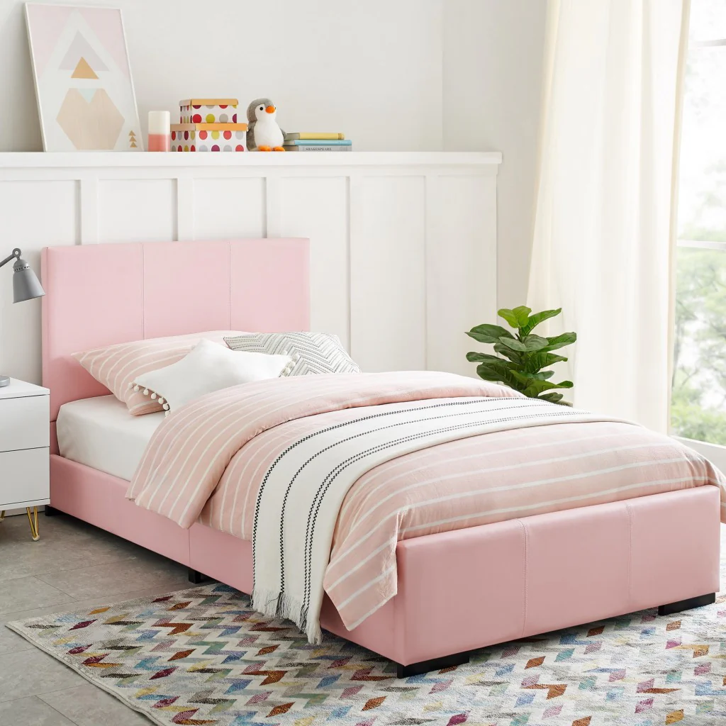 Pink Upholstered Full Platform Bed By Homeroots