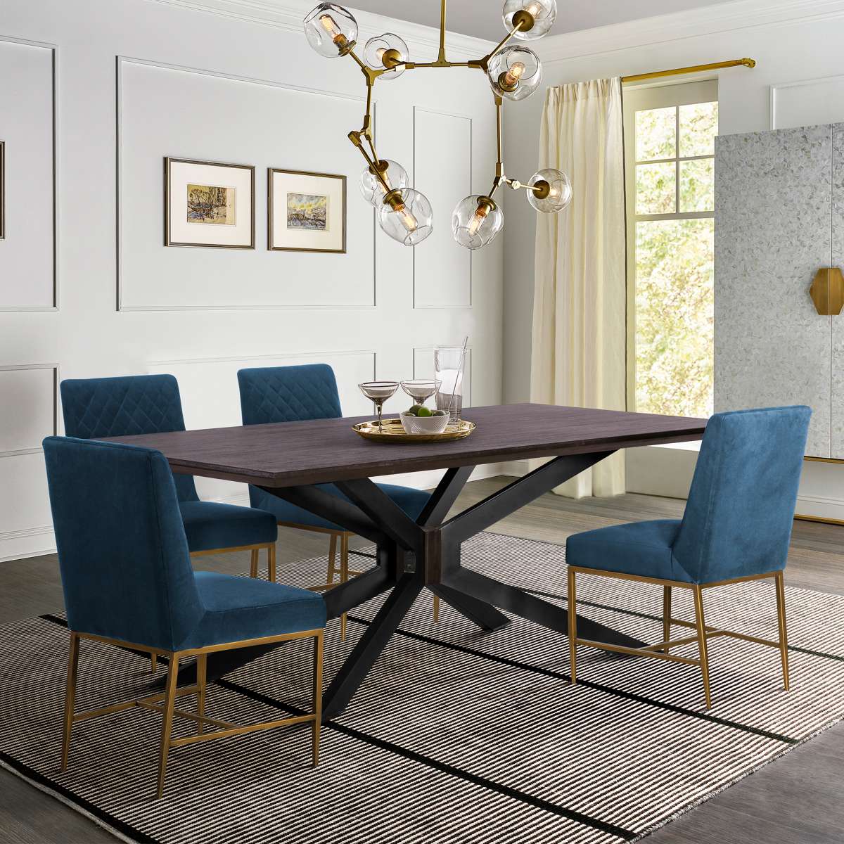 Pirate and Blue Memphis 5 Piece Modern Dining Set By Armen Living