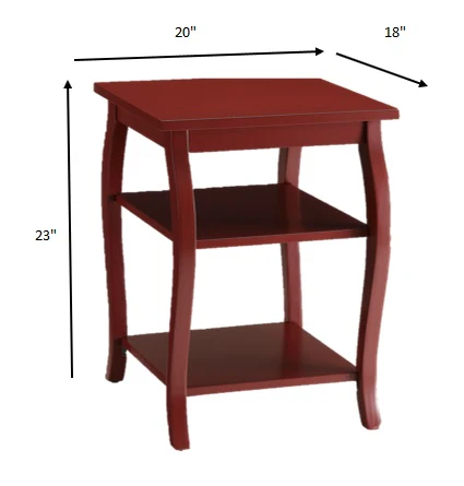 Pop of Color Red Bow Leg Square End Table By Homeroots - Image 3