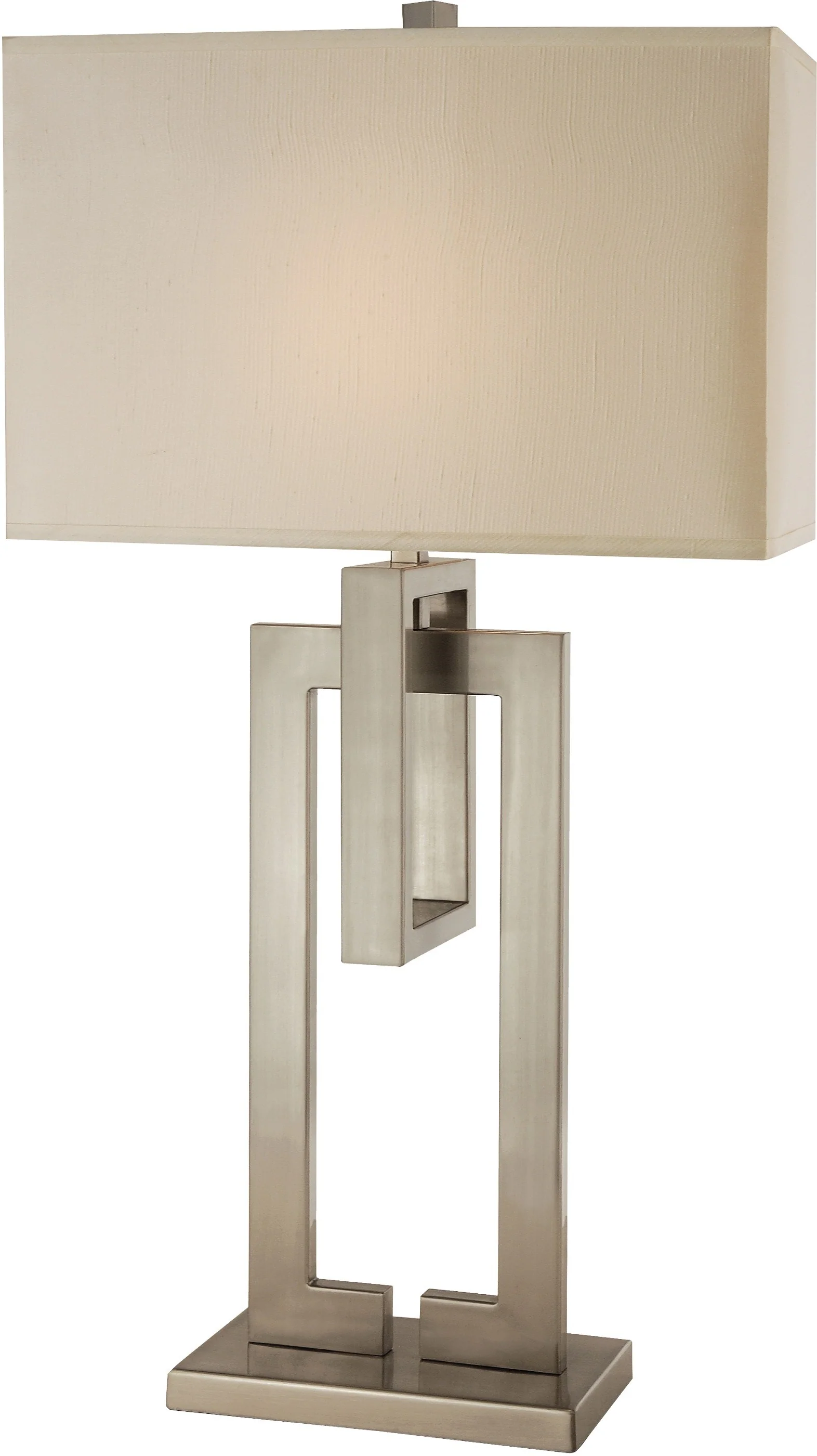 Precision 1-Light Brushed Nickel Table Lamp With Ivory Shantung Shade By Homeroots