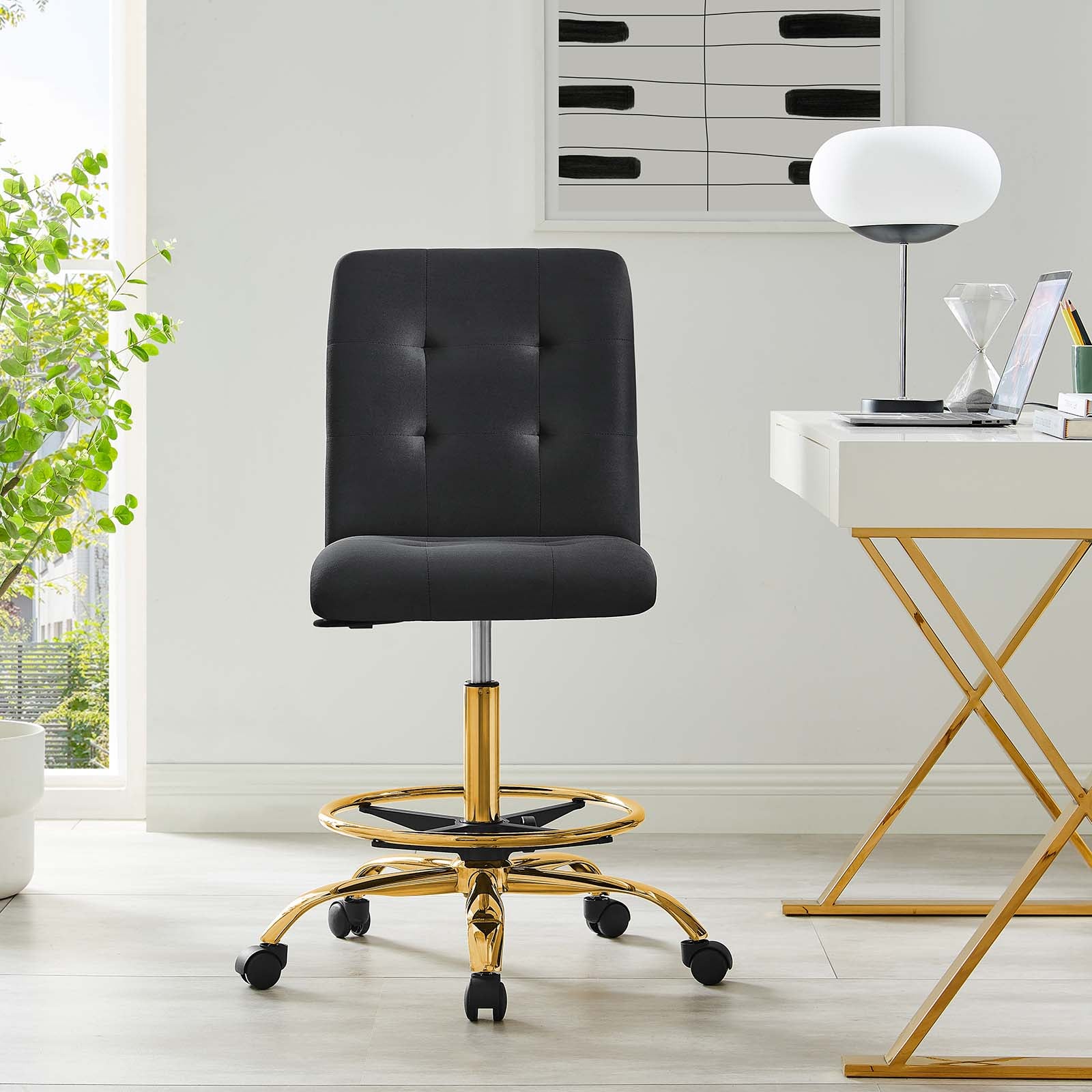 Prim Armless Performance Velvet Drafting Chair By Modway - EEI-4977